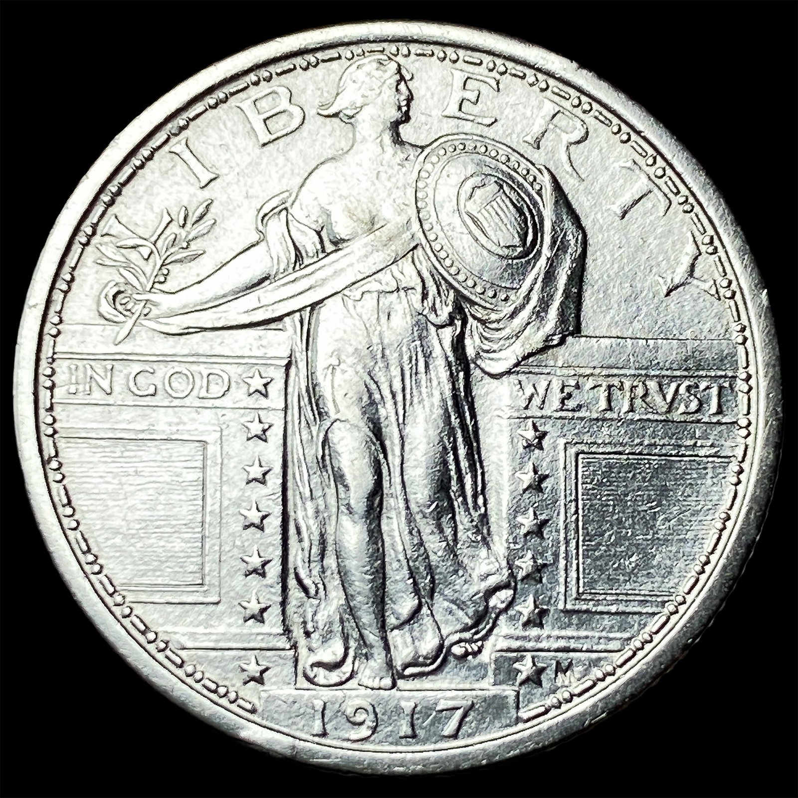 1917 Type 1 Standing Liberty Quarter CLOSELY UNCIRCULATED: 1917 Type 1 Standing Liberty Quarter CLOSELY UNCIRCULATED