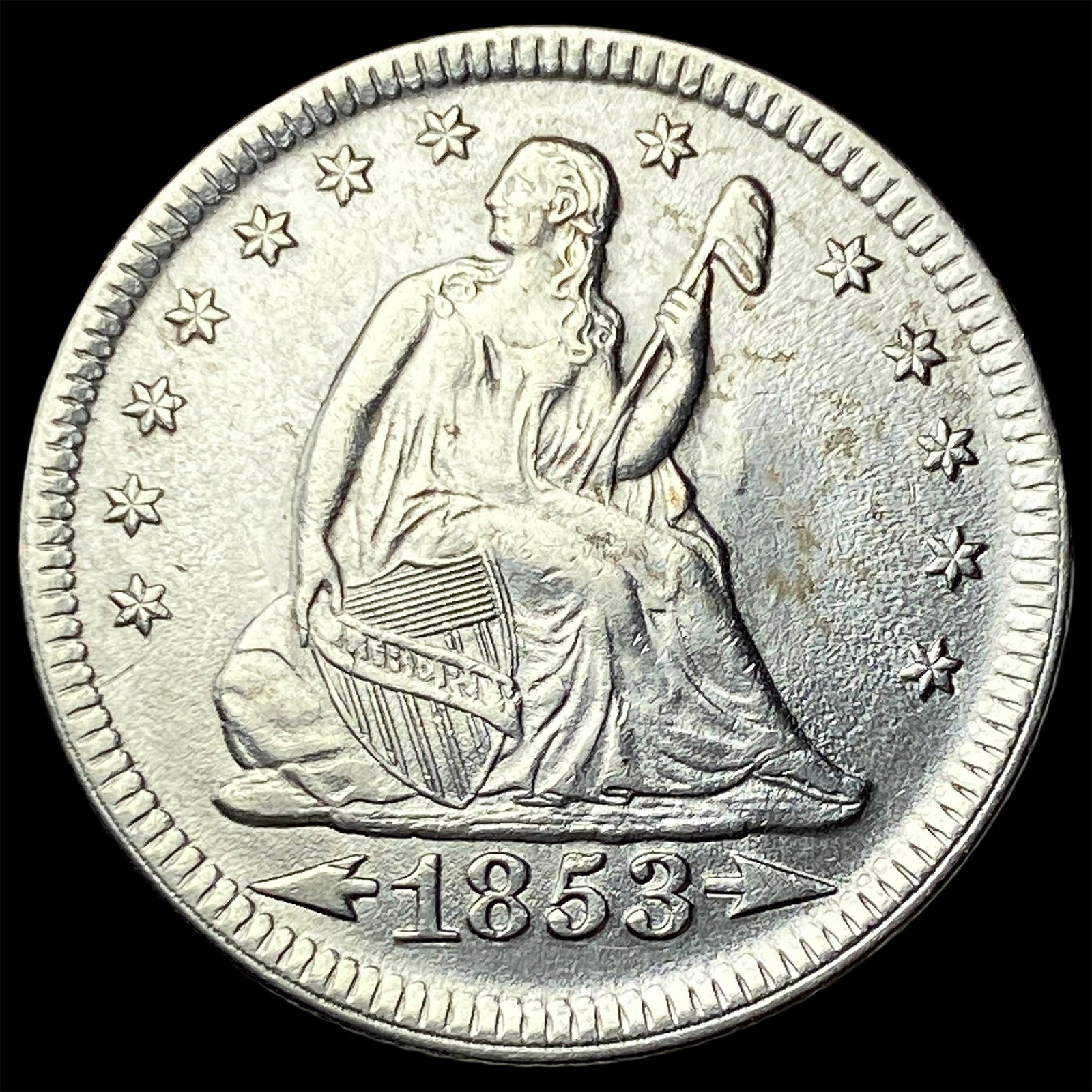 1853 Arrows/Rays Seated Liberty Quarter CHOICE AU: 1853 Arrows/Rays Seated Liberty Quarter CHOICE AU