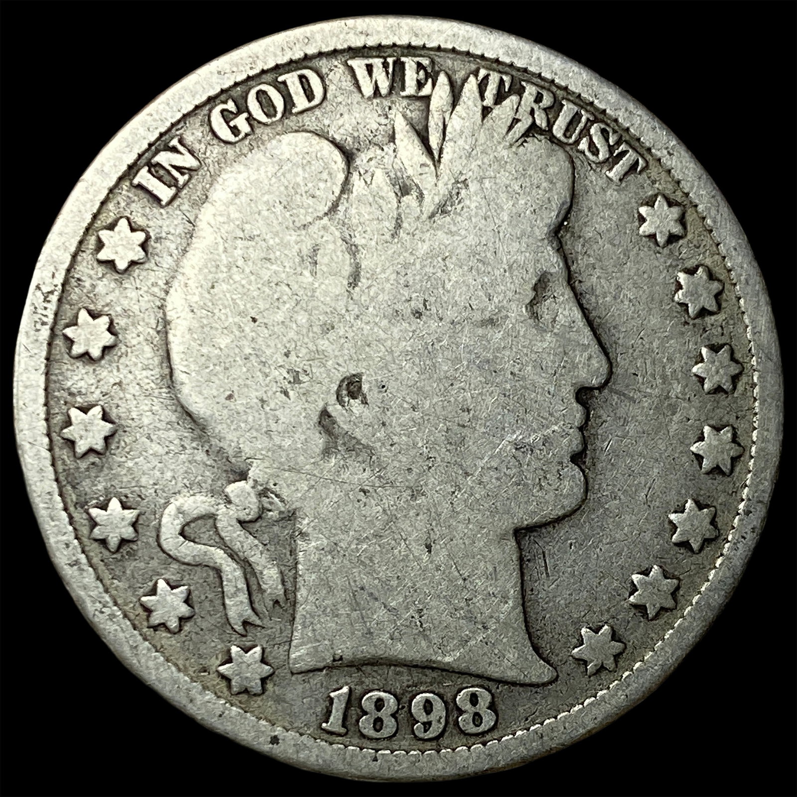 1898 Silver Barber Half Dollar HIGH GRADE: 1898 Silver Barber Half Dollar HIGH GRADE