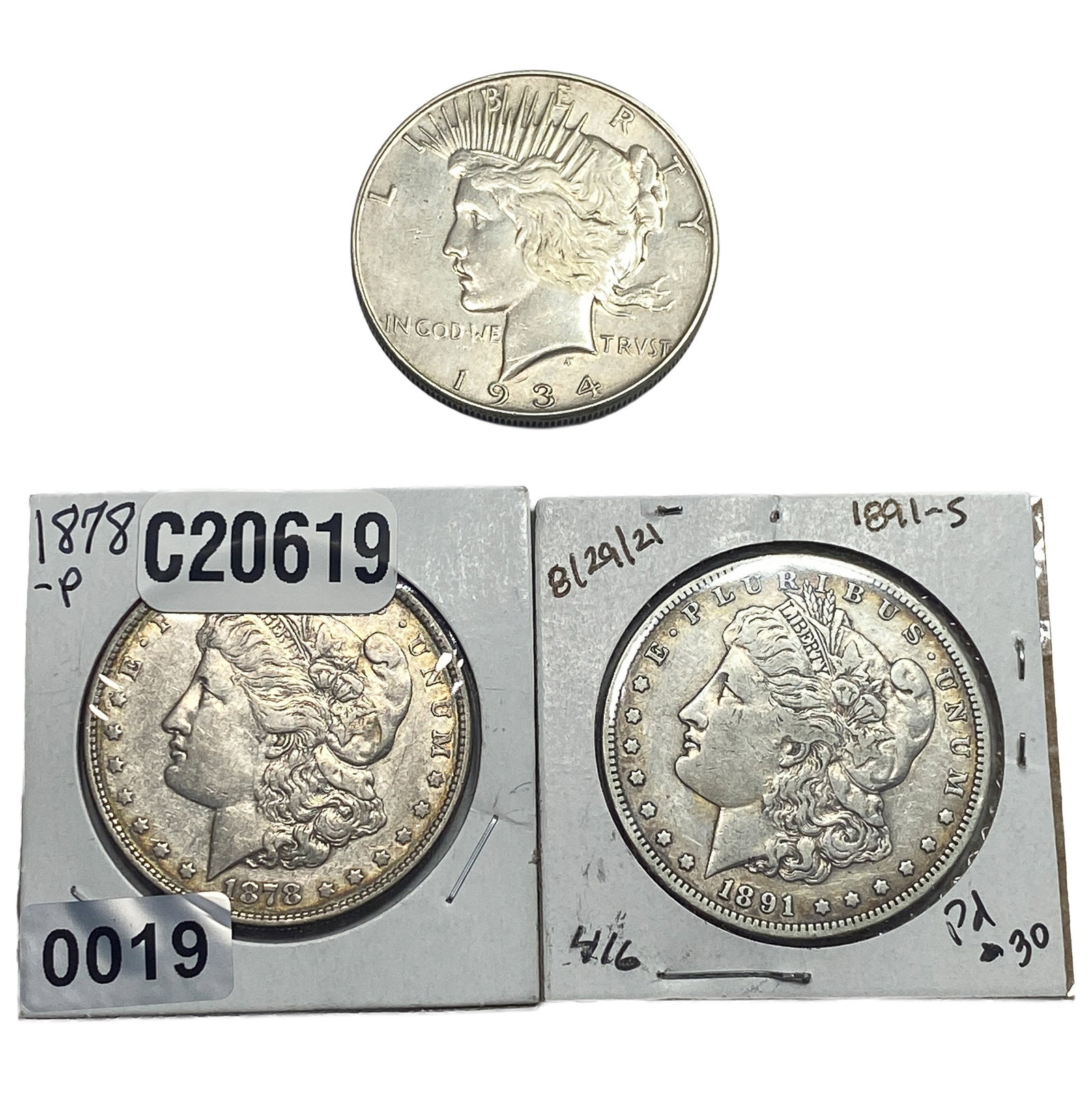 [3 Coins] 1878-1934 Morgan & Peace $1: [3 Coins] 1878-1934 Morgan & Peace $1