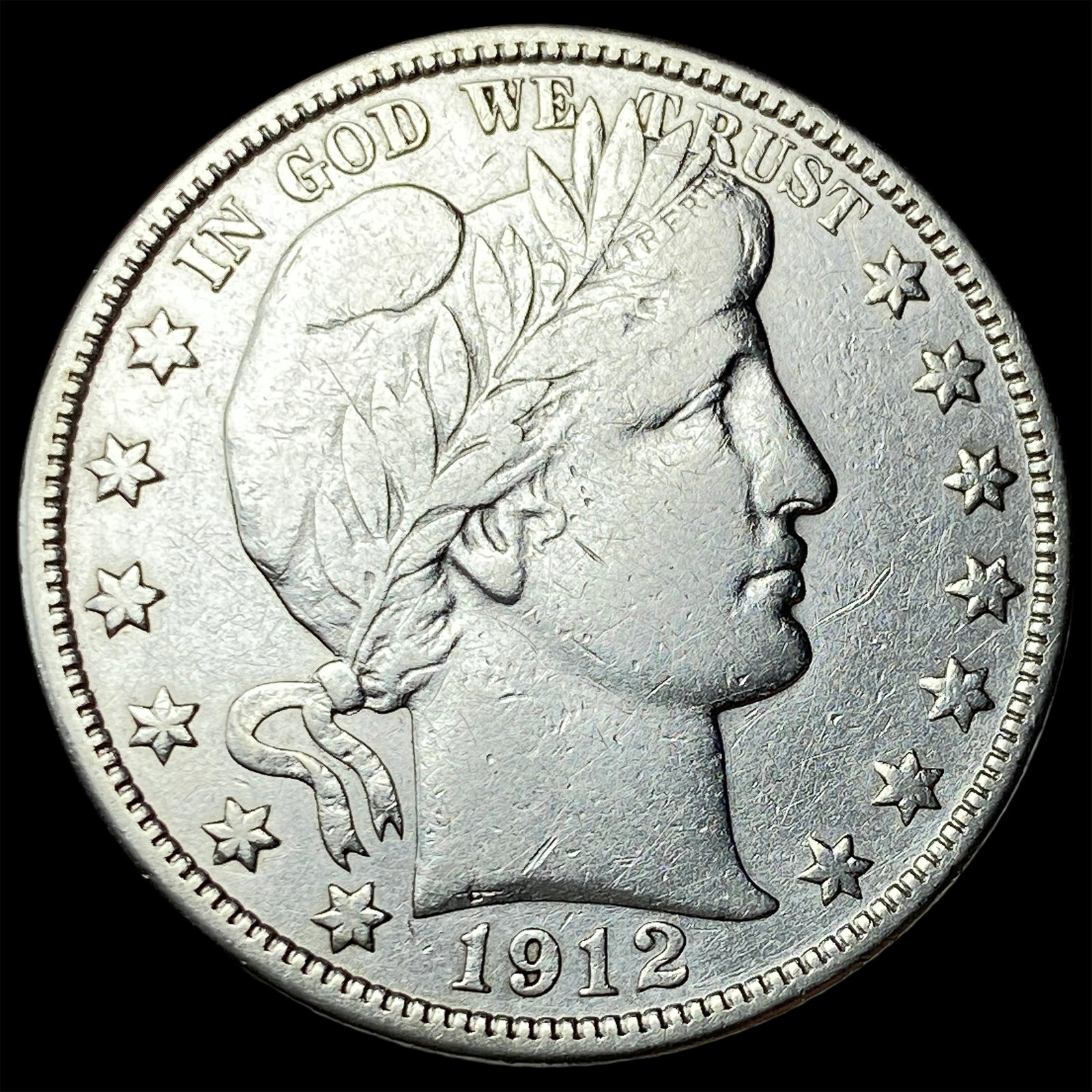 1912-D Silver Barber Half Dollar ABOUT UNCIRCULATED: 1912-D Silver Barber Half Dollar ABOUT UNCIRCULATED