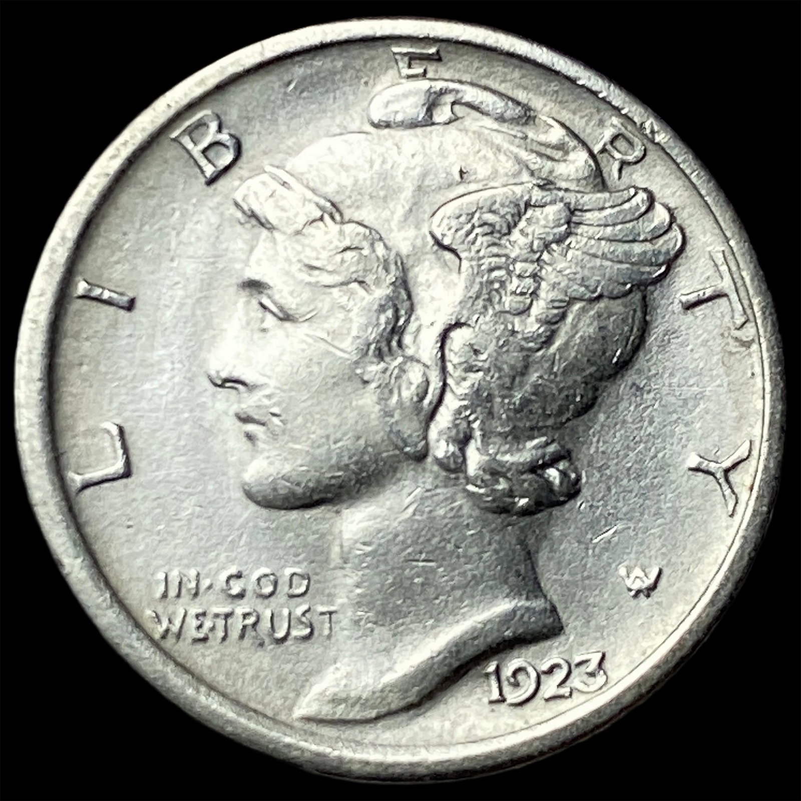 1923-S Silver Mercury Dime CLOSELY UNCIRCULATED: 1923-S Silver Mercury Dime CLOSELY UNCIRCULATED