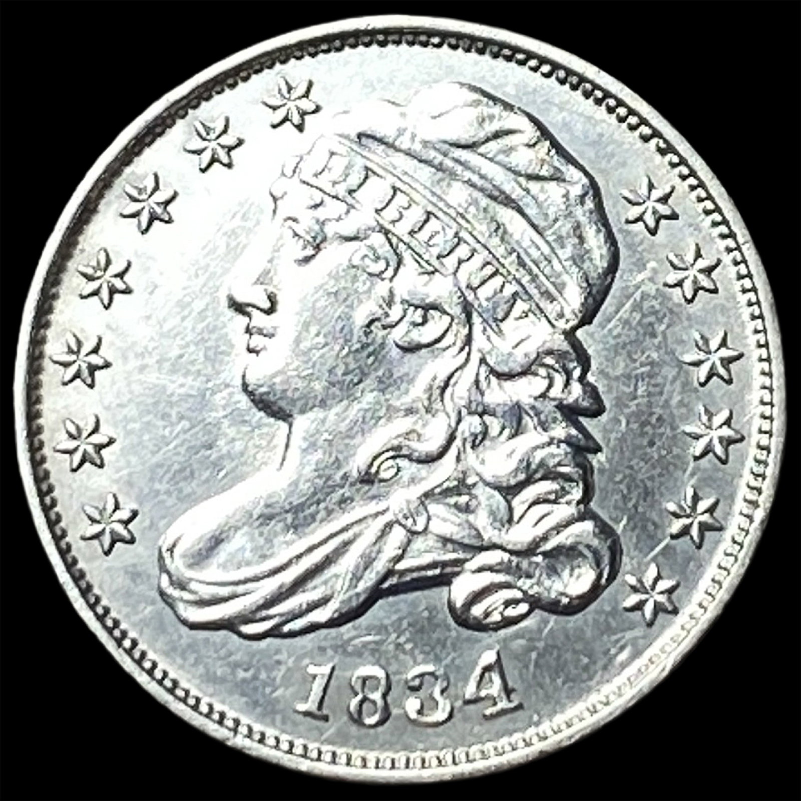 1834 Capped Bust Silver Dime CHOICE AU (1 of 2)