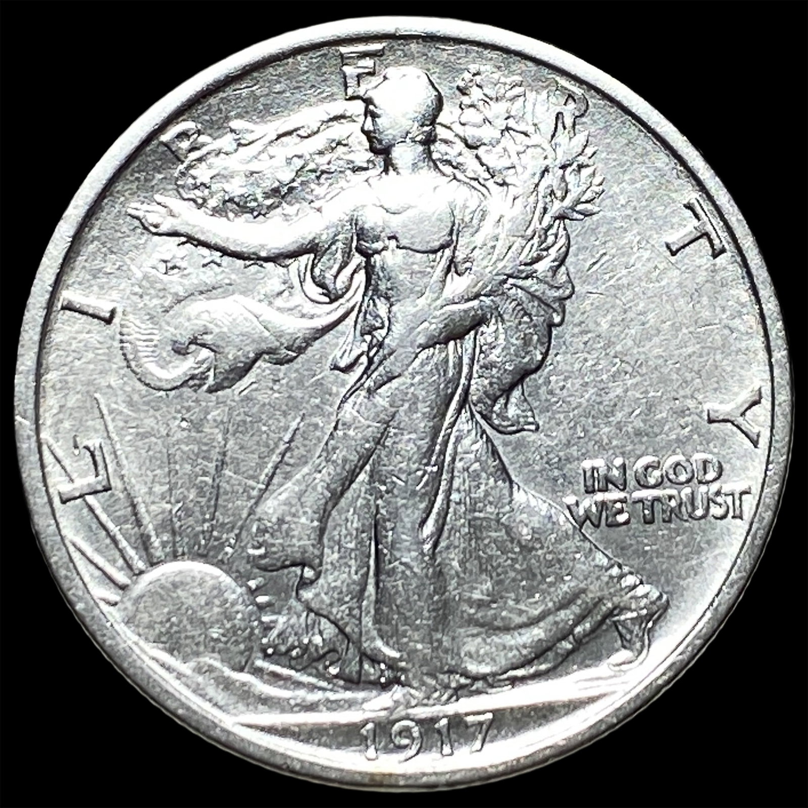 1917-S Silver Walking Liberty Half Dollar CLOSELY UNCIRCULATED: 1917-S Silver Walking Liberty Half Dollar CLOSELY UNCIRCULATED