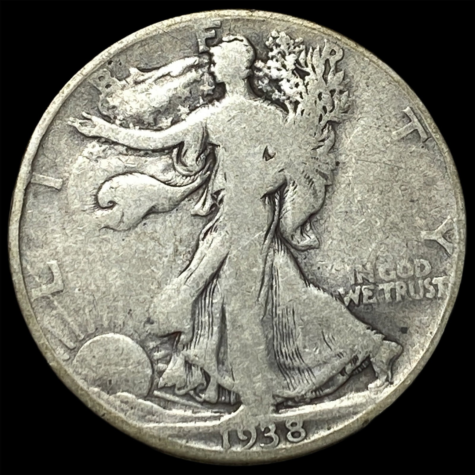 1938-D Silver Walking Liberty Half Dollar LIGHTLY CIRCULATED (1 of 2)