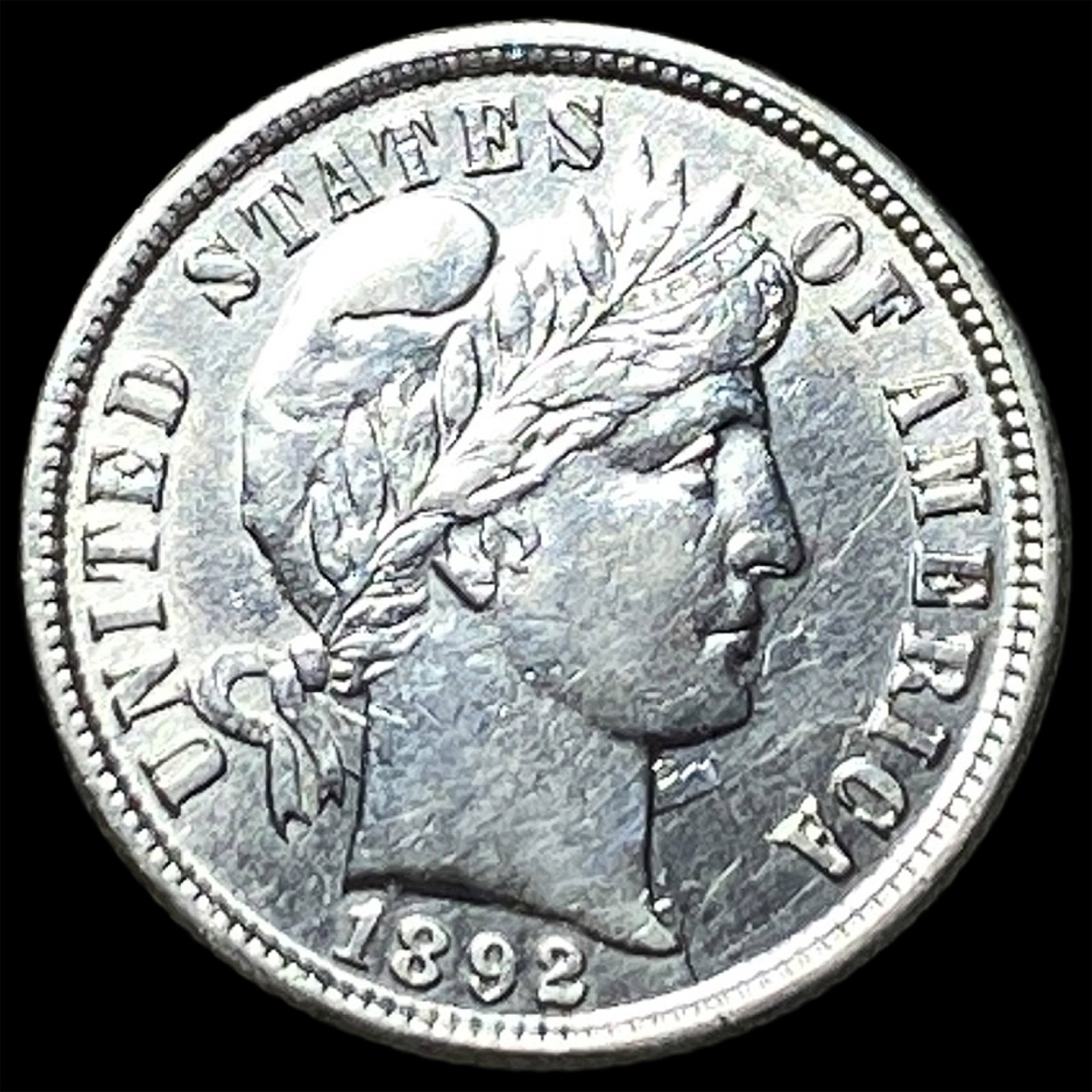 1892 Silver Barber Dime CLOSELY UNCIRCULATED: 1892 Silver Barber Dime CLOSELY UNCIRCULATED