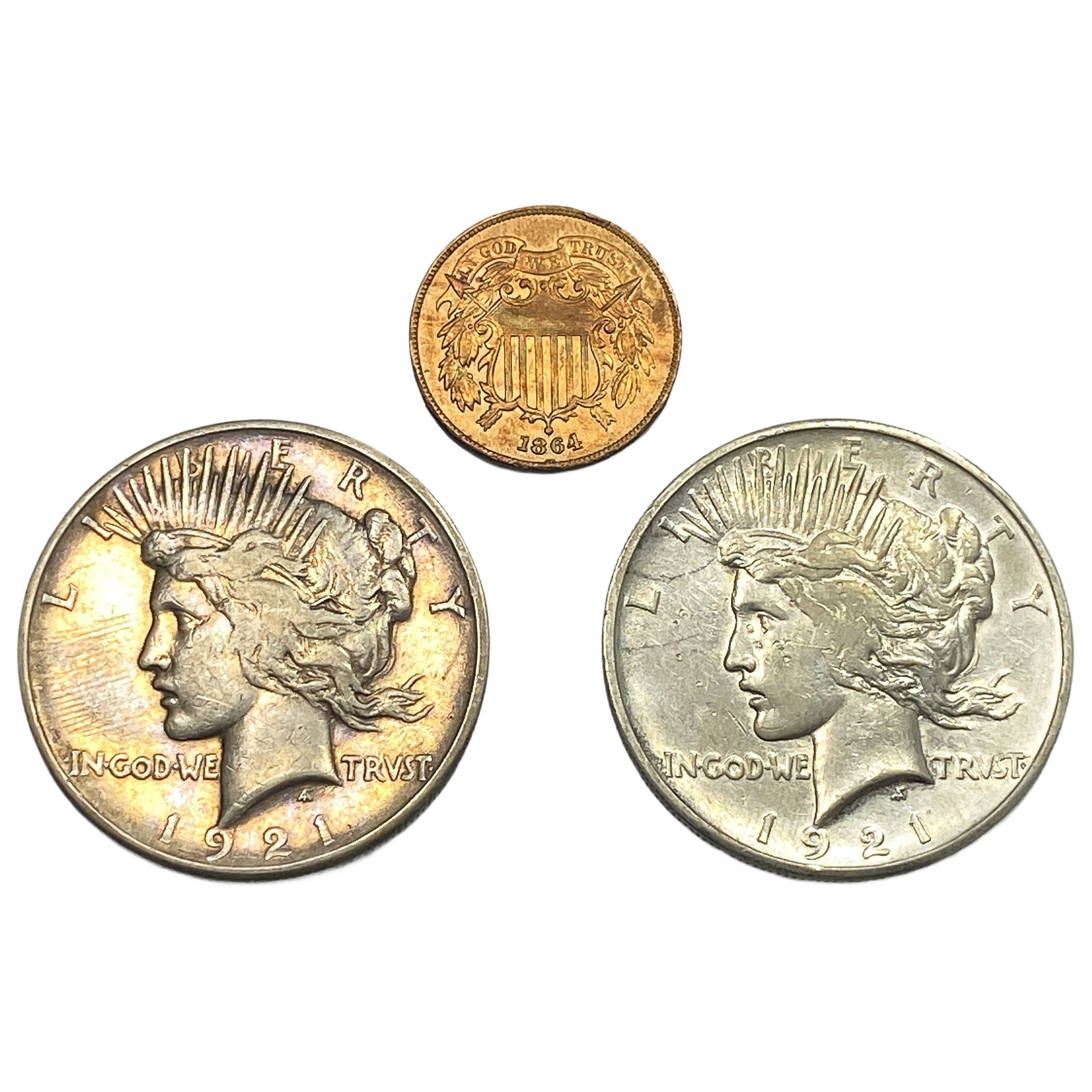 [3 Coins] 1864-1921 2C, Peace $1s (1 of 2)