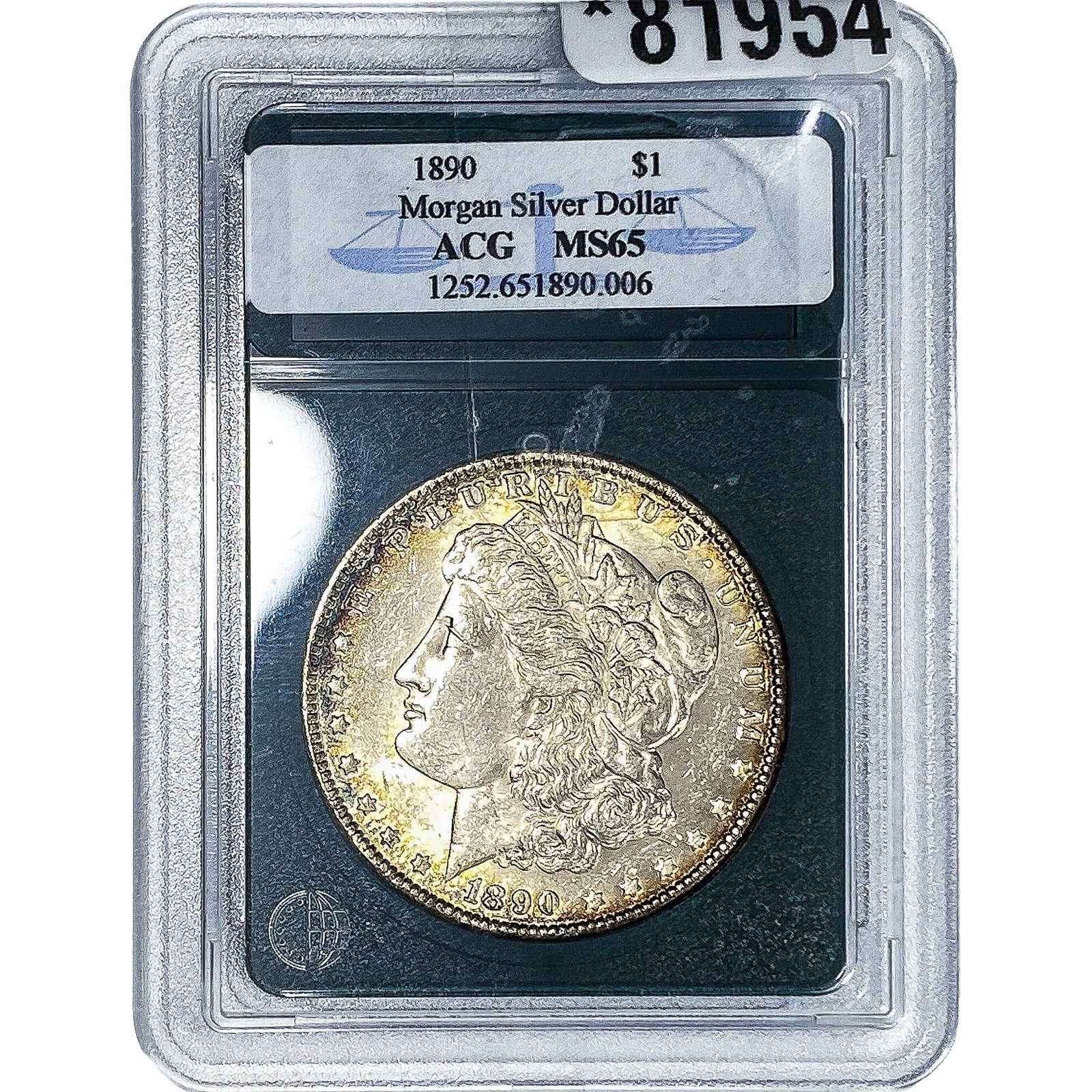 1890 Morgan Silver Dollar ACG MS65: 1890 Morgan Silver Dollar ACG MS65