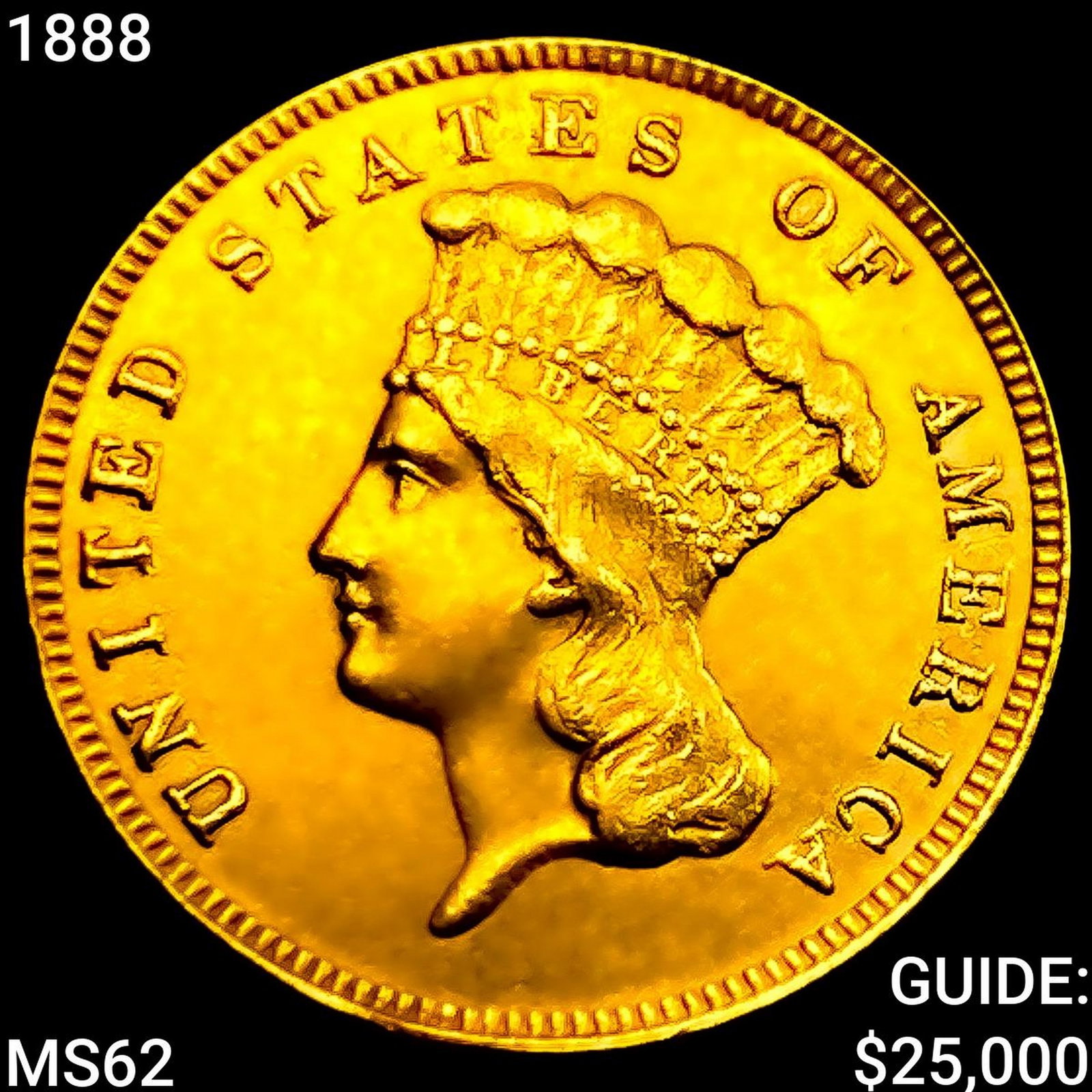 1888 $3 Gold Piece UNCIRCULATED: 1888 $3 Gold Piece UNCIRCULATED