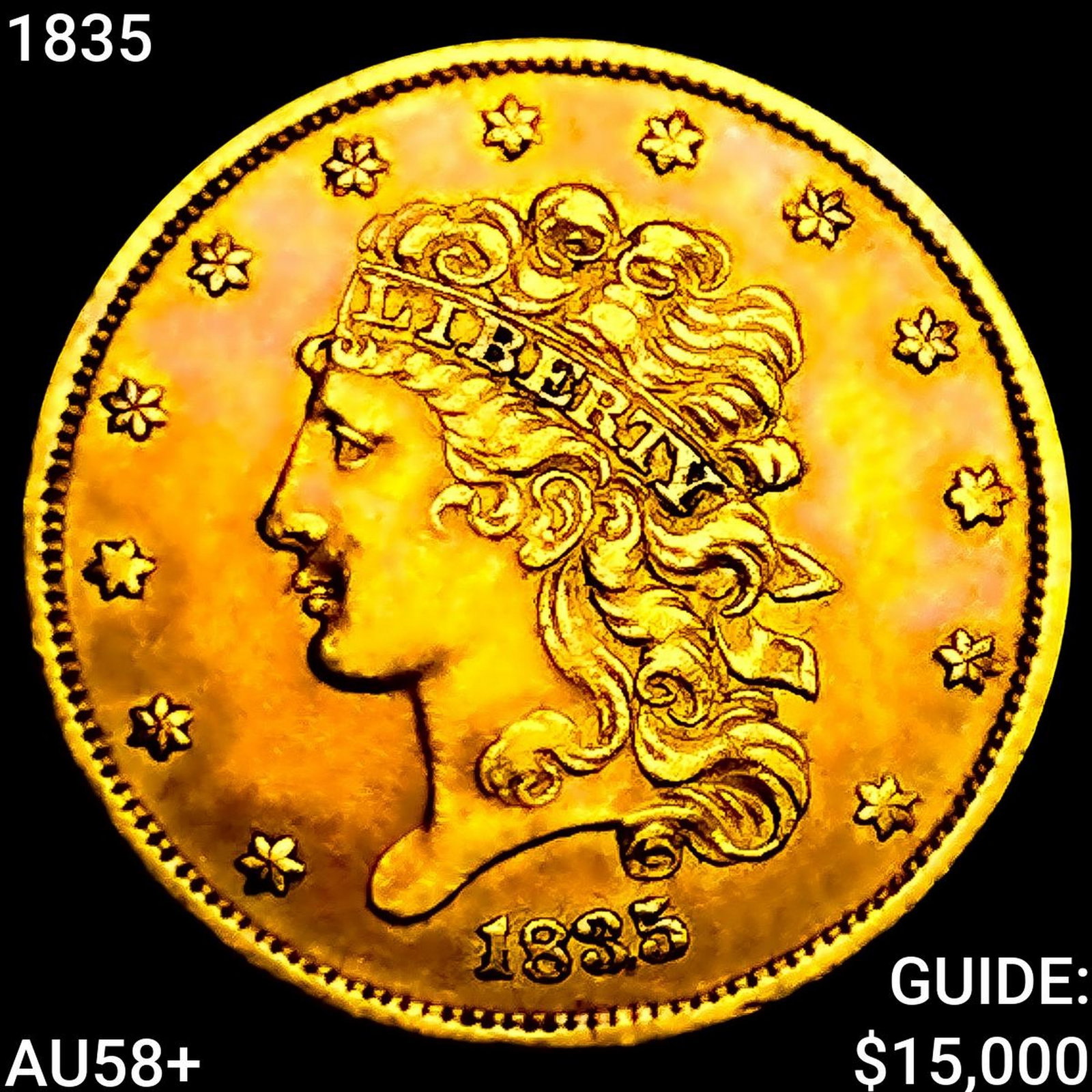 1835 $5 Gold Half Eagle CHOICE AU+ (1 of 2)