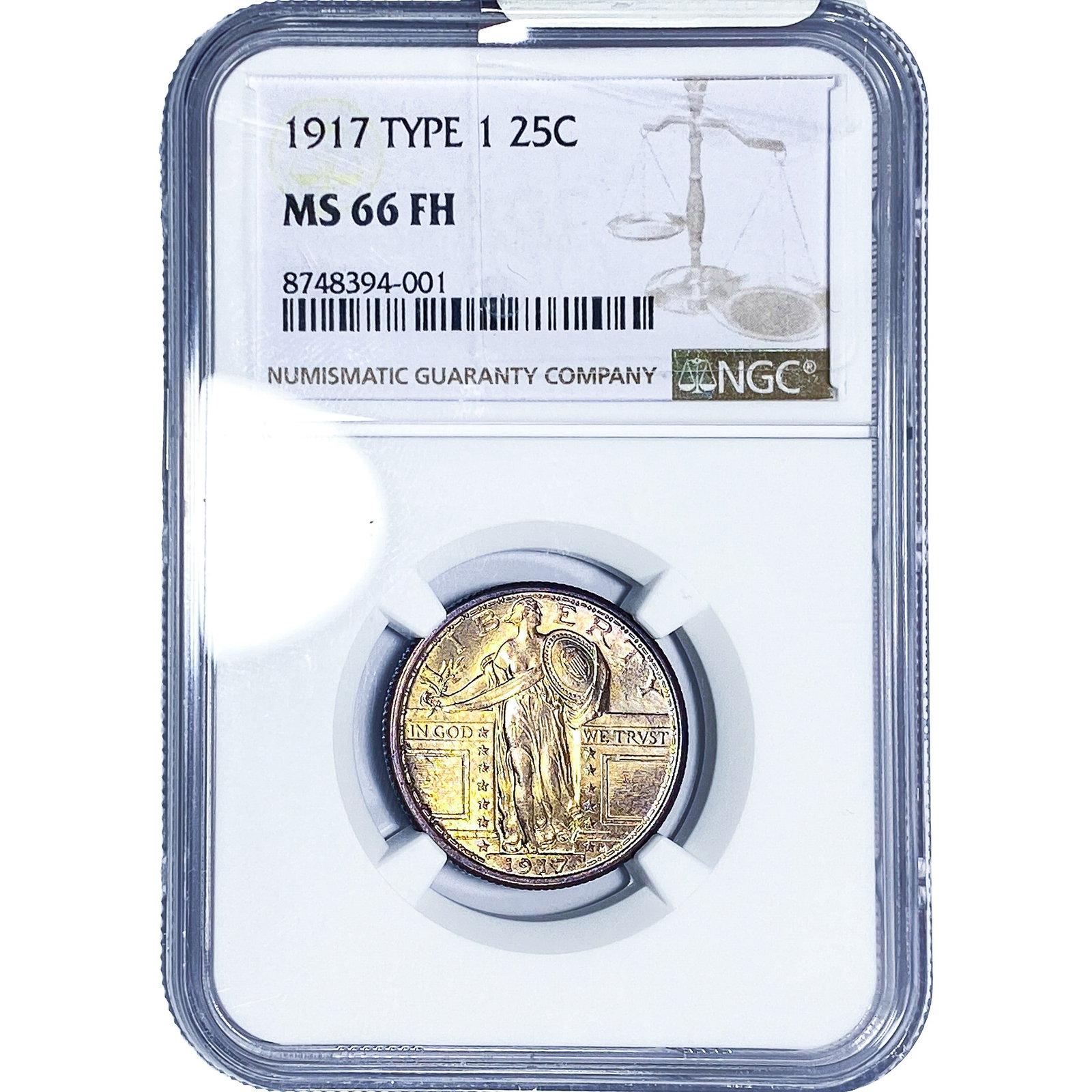 1917 Standing Liberty Quarter NGC MS66 FH Type 1: 1917 Standing Liberty Quarter NGC MS66 FH Type 1