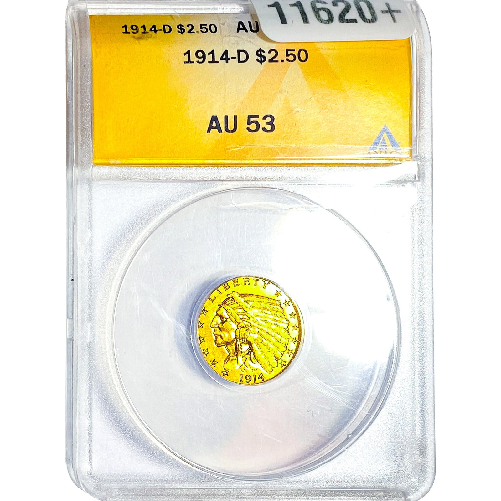 1914-D $2.50 Gold Quarter Eagle ANACS AU53: 1914-D $2.50 Gold Quarter Eagle ANACS AU53