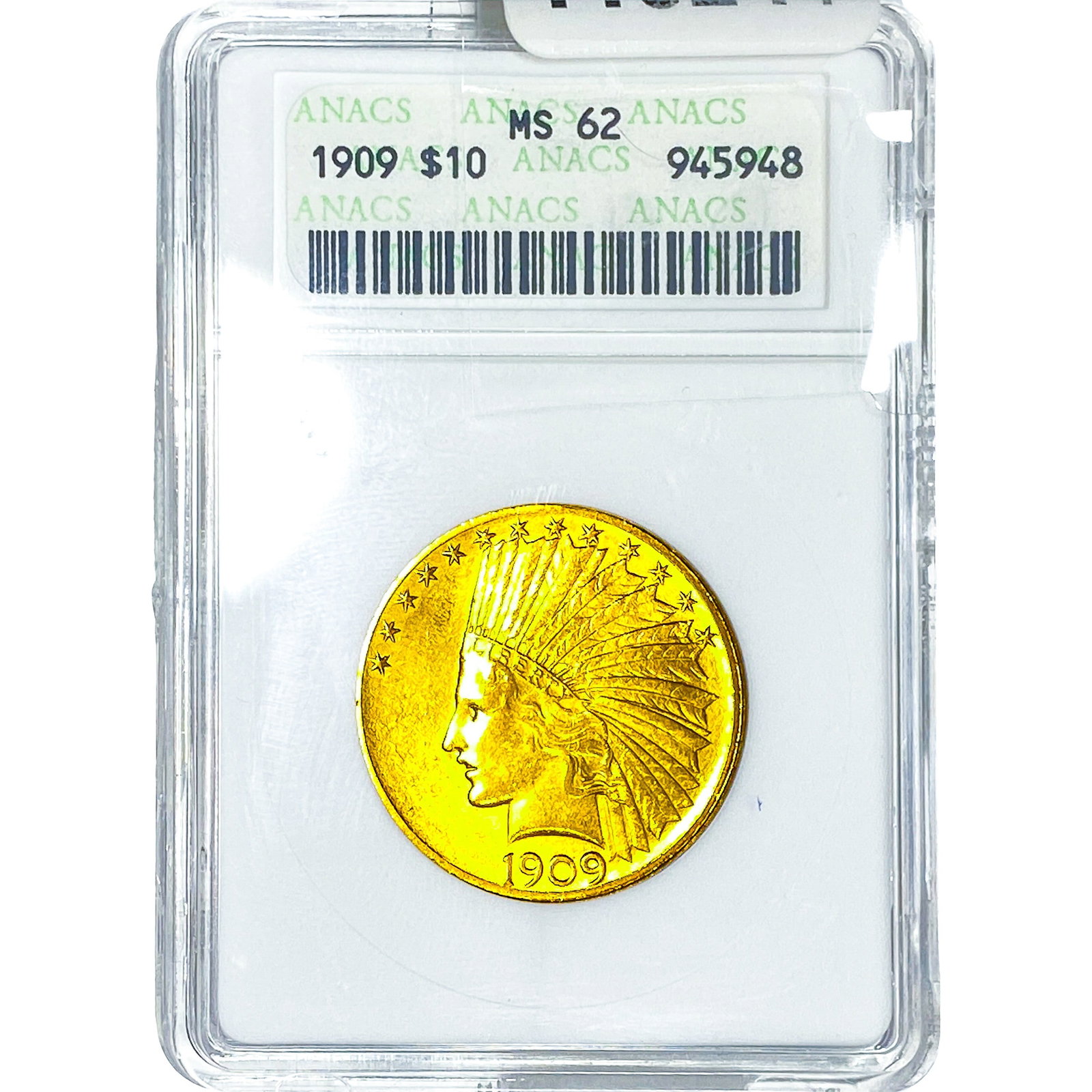 1909 $10 Gold Eagle ANACS MS62: 1909 $10 Gold Eagle ANACS MS62