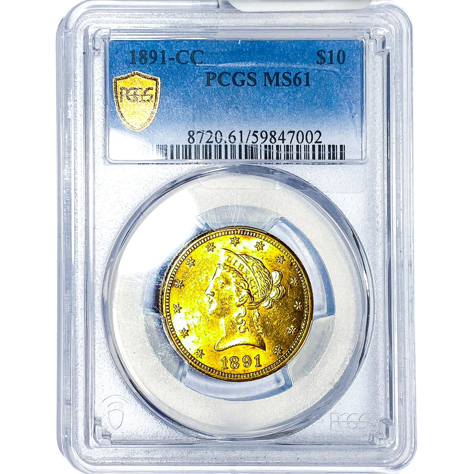 1891-CC $10 Gold Eagle PCGS MS61: 1891-CC $10 Gold Eagle PCGS MS61