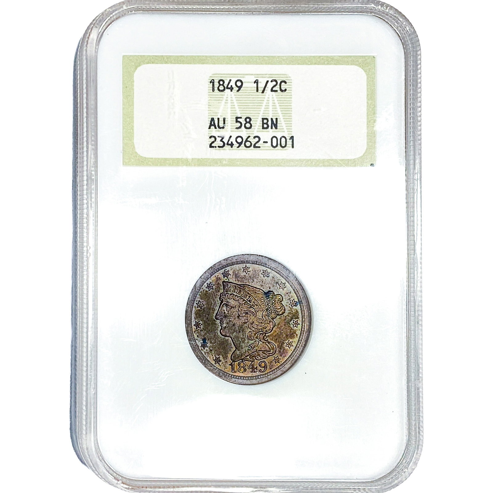 1949 Braided Hair Half Cent NGC AU58 BN: 1949 Braided Hair Half Cent NGC AU58 BN