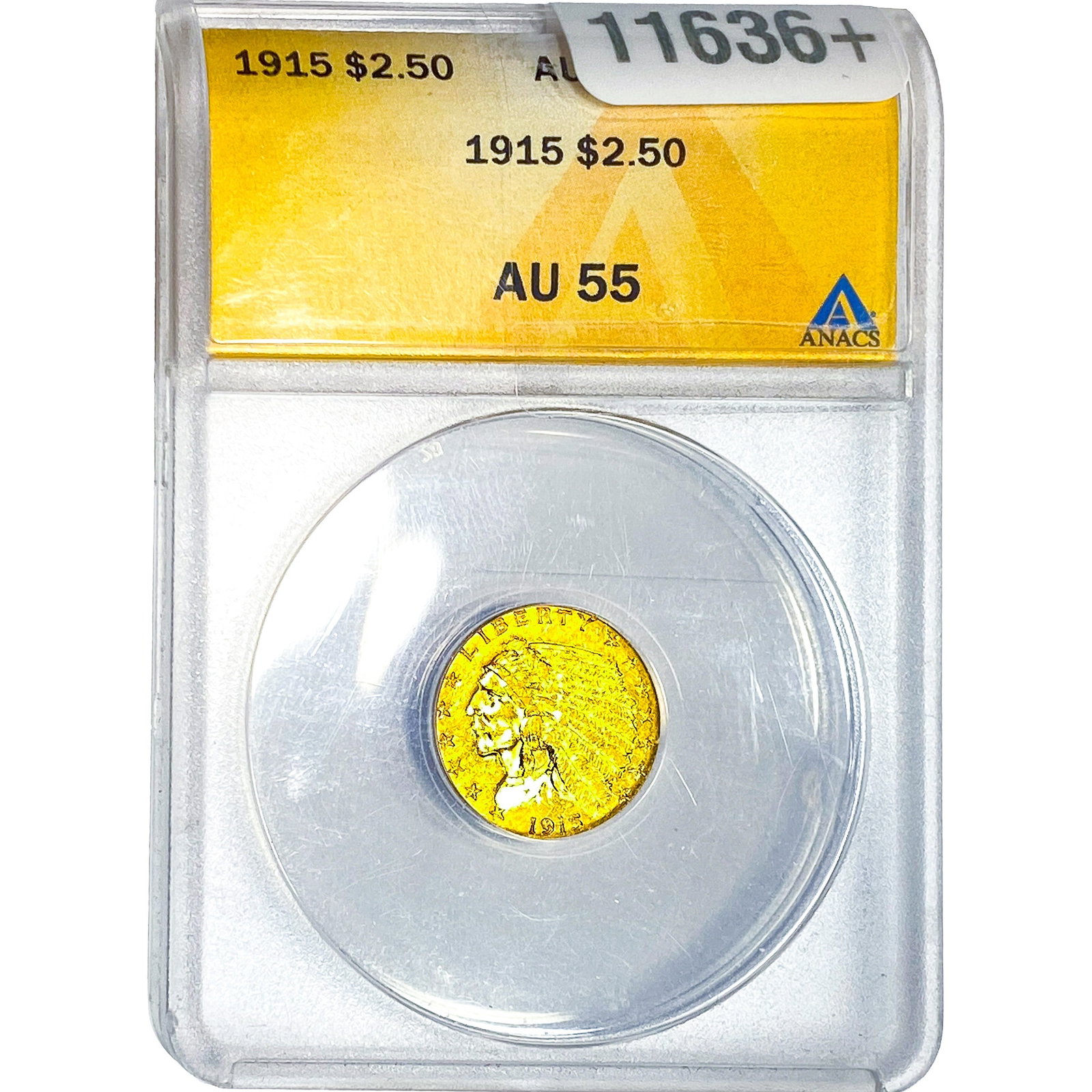 1915 $2.50 Gold Quarter Eagle ANACS AU55: 1915 $2.50 Gold Quarter Eagle ANACS AU55