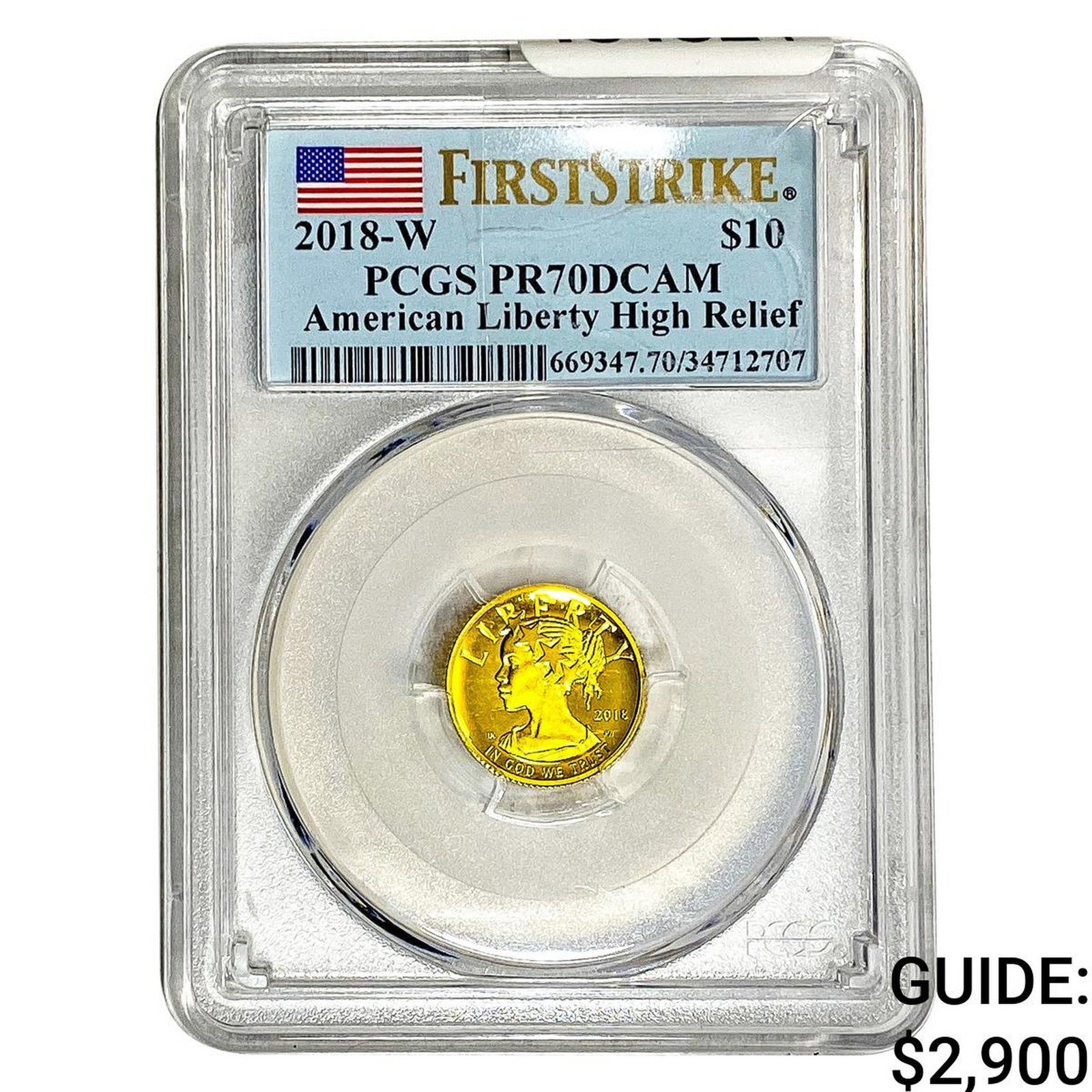 2018-W 1/10oz Gold $10 Liberty PCGS PR70 DCAM: 2018-W 1/10oz Gold $10 Liberty PCGS PR70 DCAM
