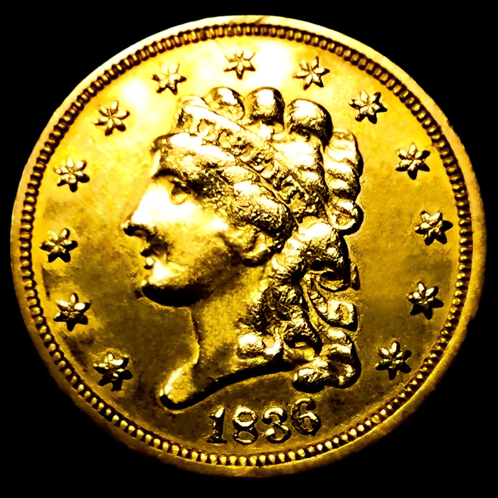 1836 Script 8 $2.50 Gold Quarter Eagle: 1836 Script 8 $2.50 Gold Quarter Eagle
