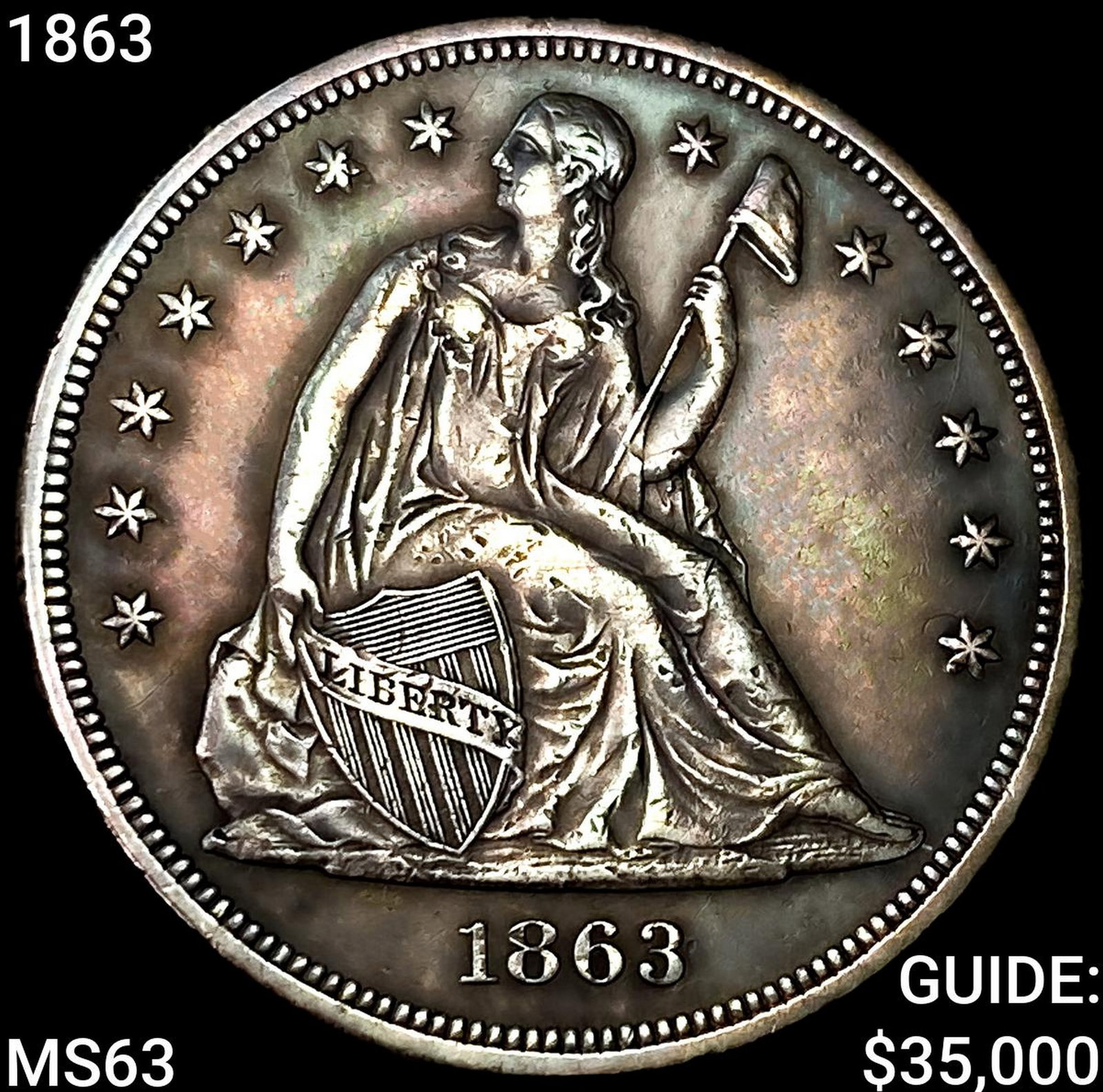1863 Seated Liberty Dollar CHOICE BU: 1863 Seated Liberty Dollar CHOICE BU