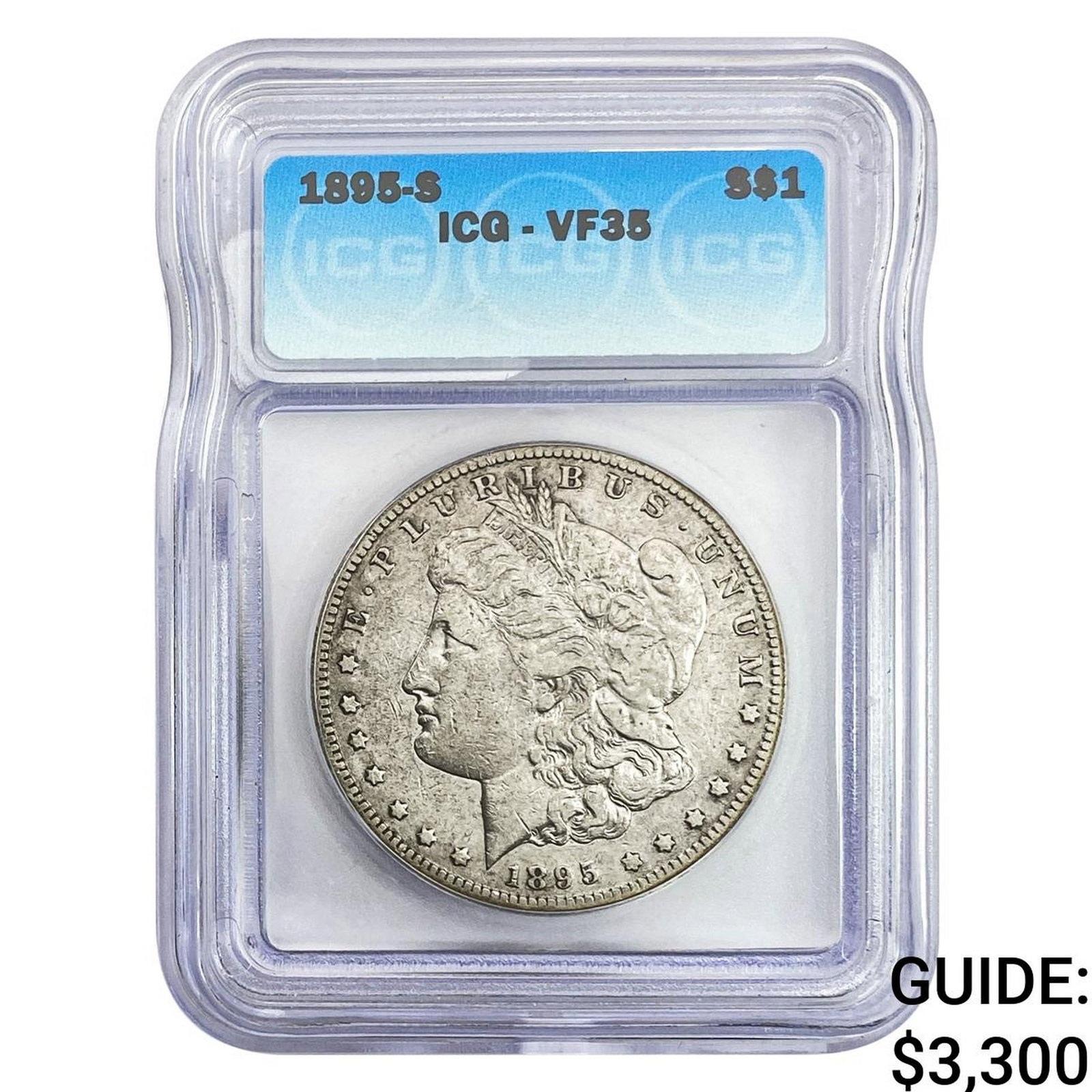 1895-S Morgan Silver Dollar ICG VF35: 1895-S Morgan Silver Dollar ICG VF35