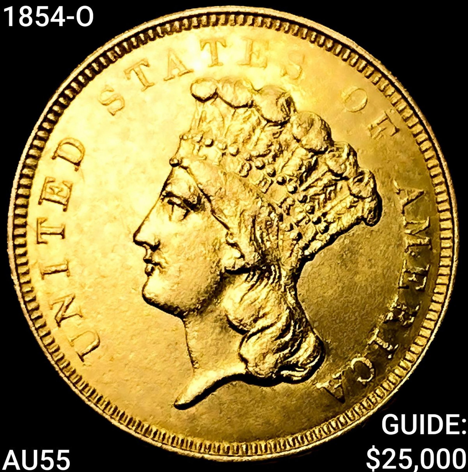 1854-O $3 Gold Piece HIGH GRADE (1 of 2)