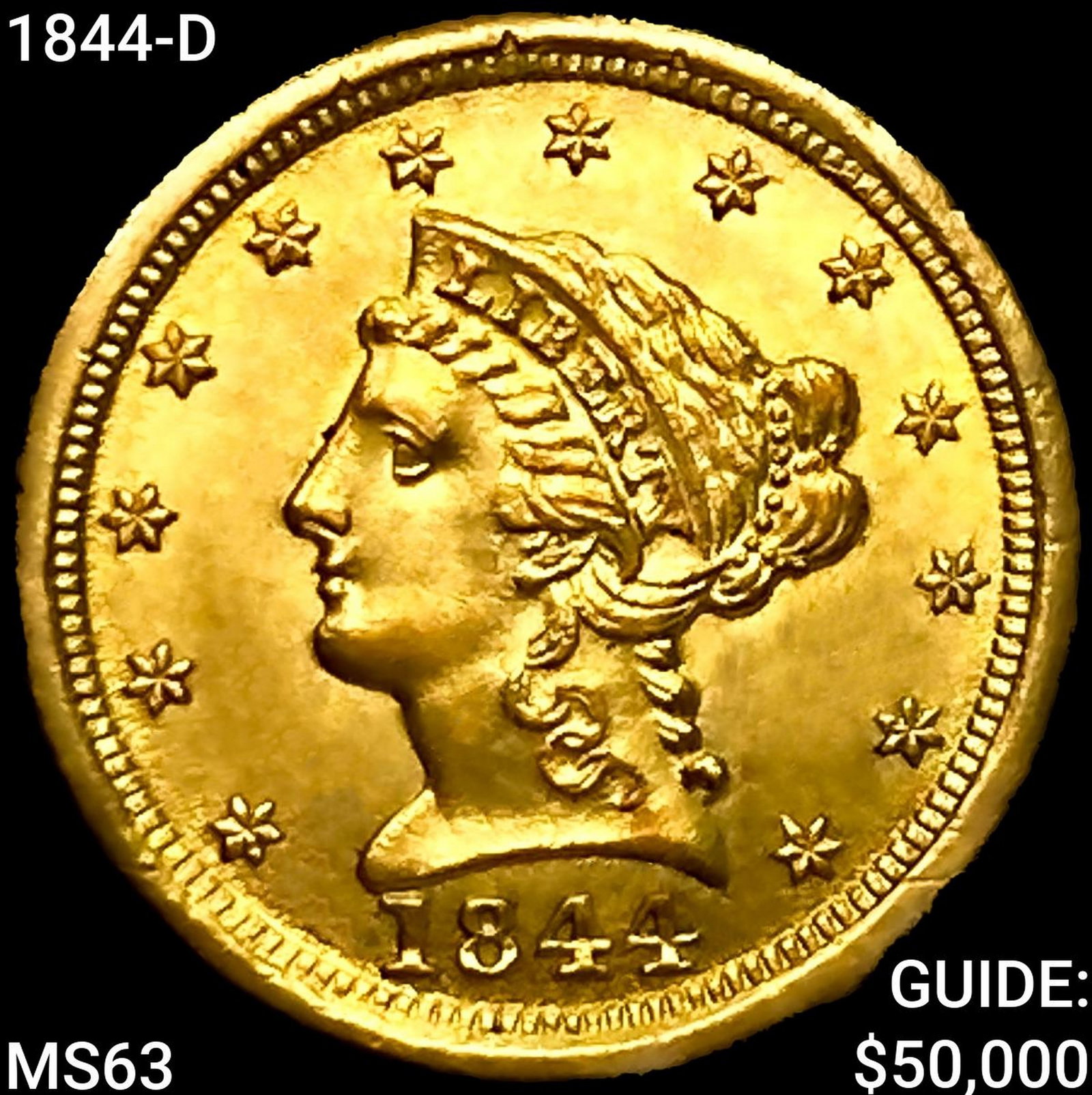 1844-D $2.50 Gold Quarter Eagle CHOICE BU (1 of 2)