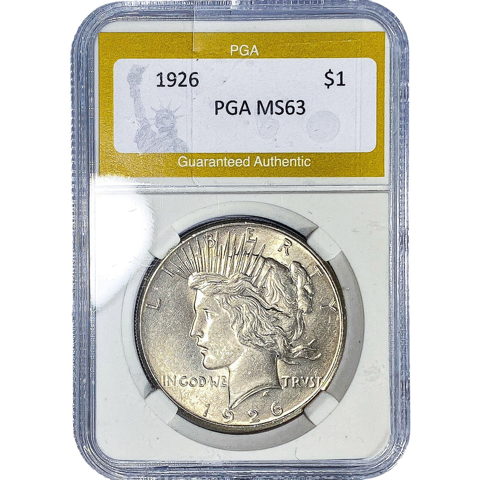 1926 Silver Peace Dollar PGA MS63: 1926 Silver Peace Dollar PGA MS63