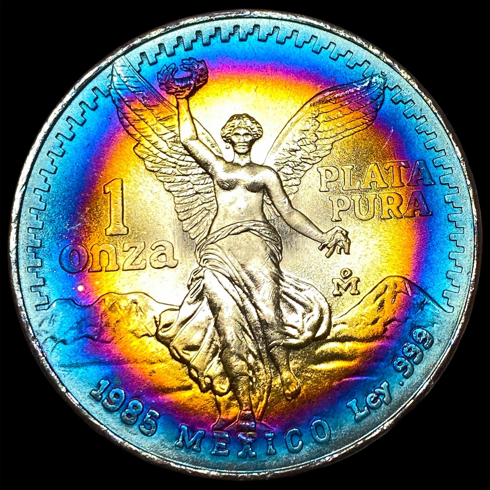 1985 Toned Mexico Silver 1 Onza Libertad SUPERB GEM BU: 1985 Toned Mexico Silver 1 Onza Libertad SUPERB GEM BU