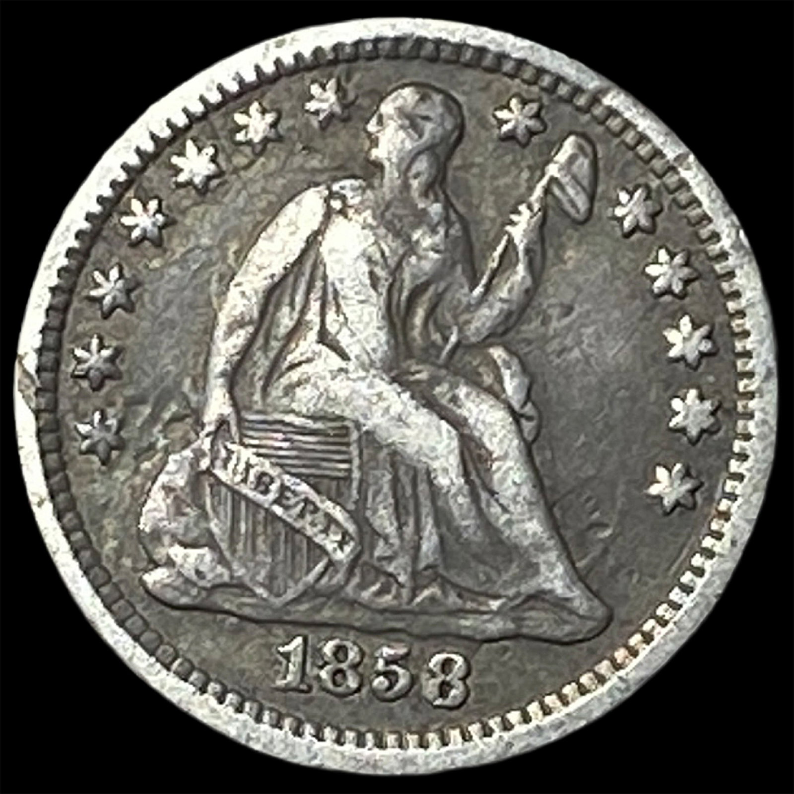 1858-O Silver Seated Liberty Half Dime LIGHTLY CIRCULATED (1 of 2)