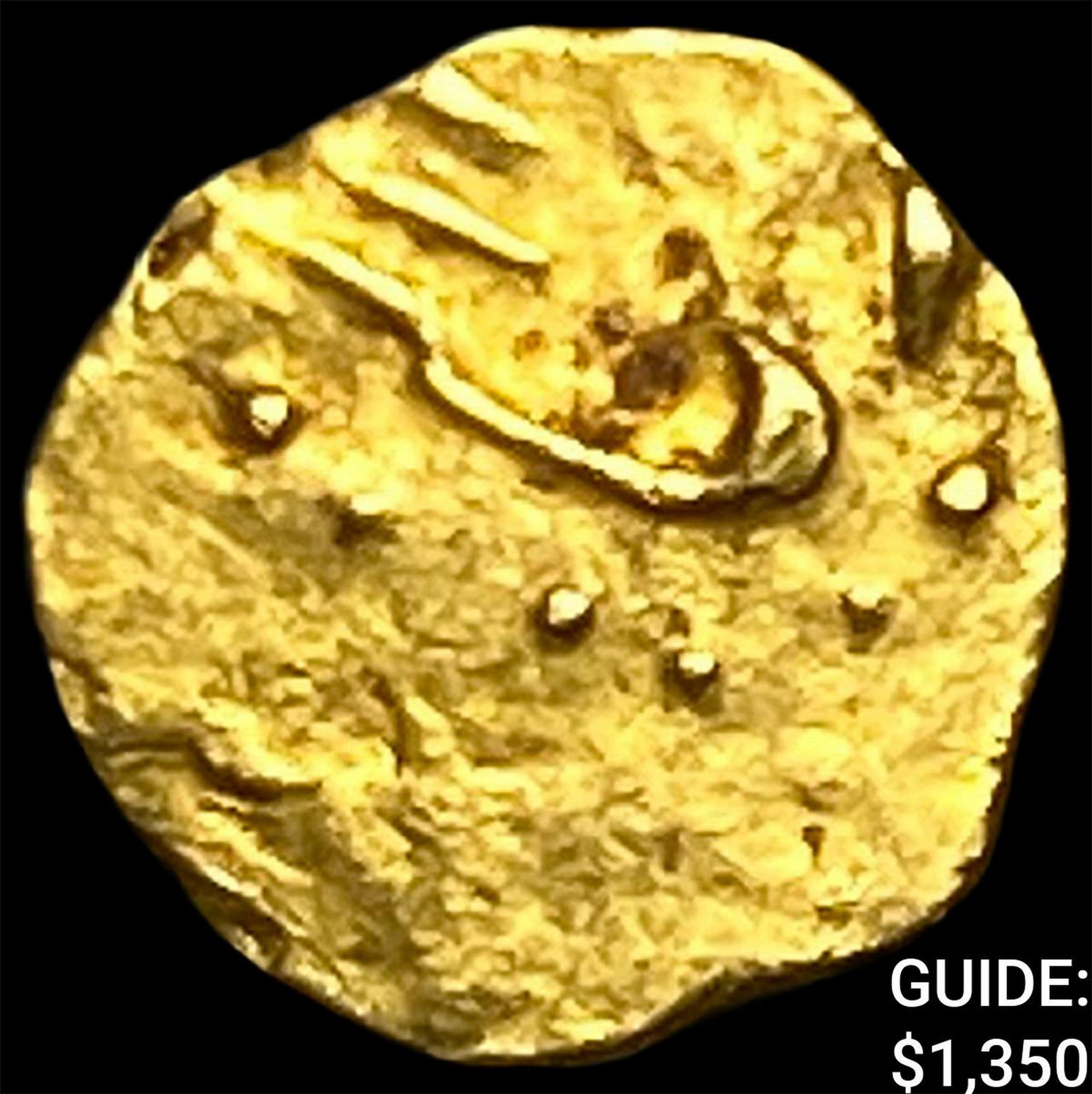 1748-1754 Mughal Ahmad Shah Bahadur Gold 1/2 Fanam (1 of 2)