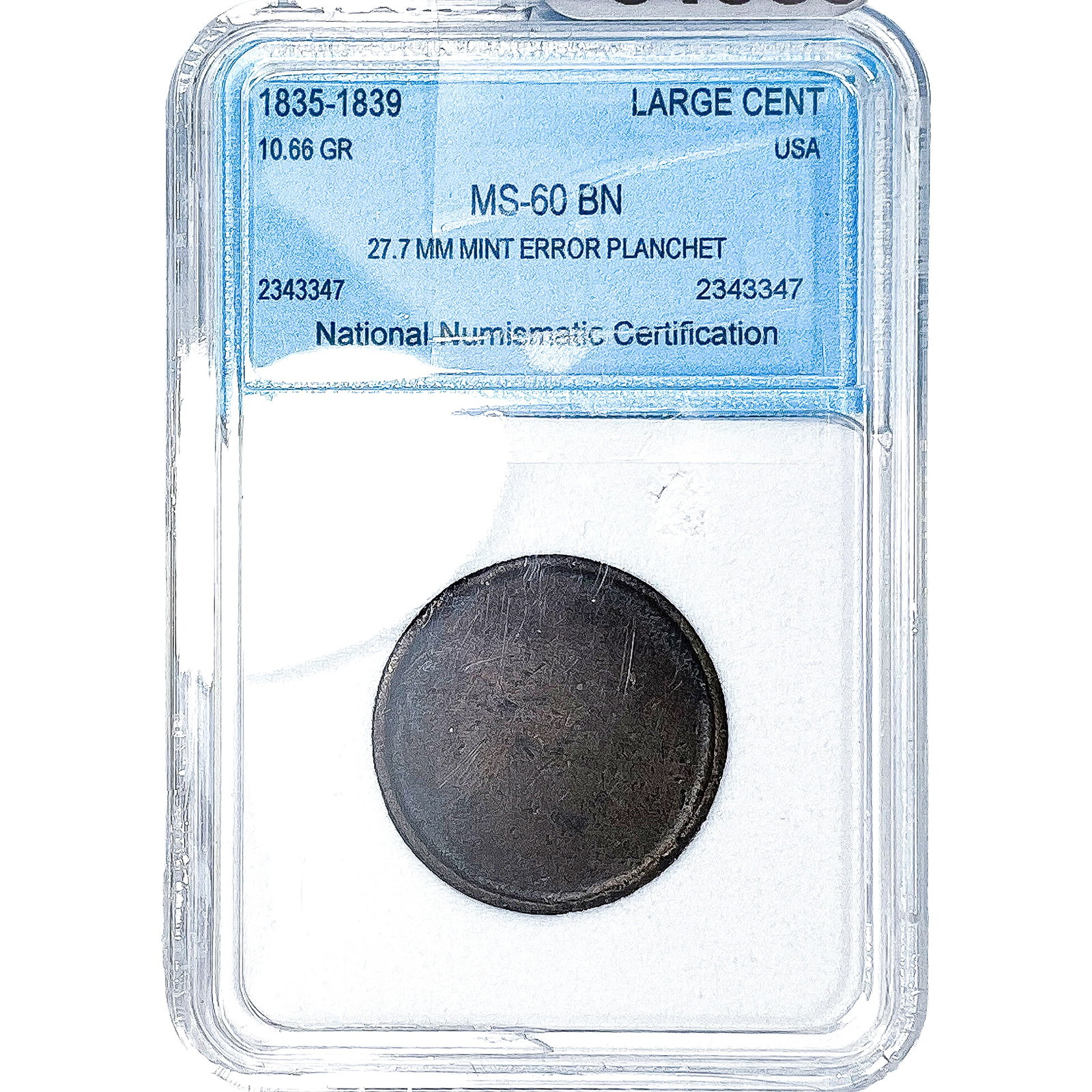 1835-1839 Coronet Head Large Cent NNC MS60 BN: 1835-1839 Coronet Head Large Cent NNC MS60 BN