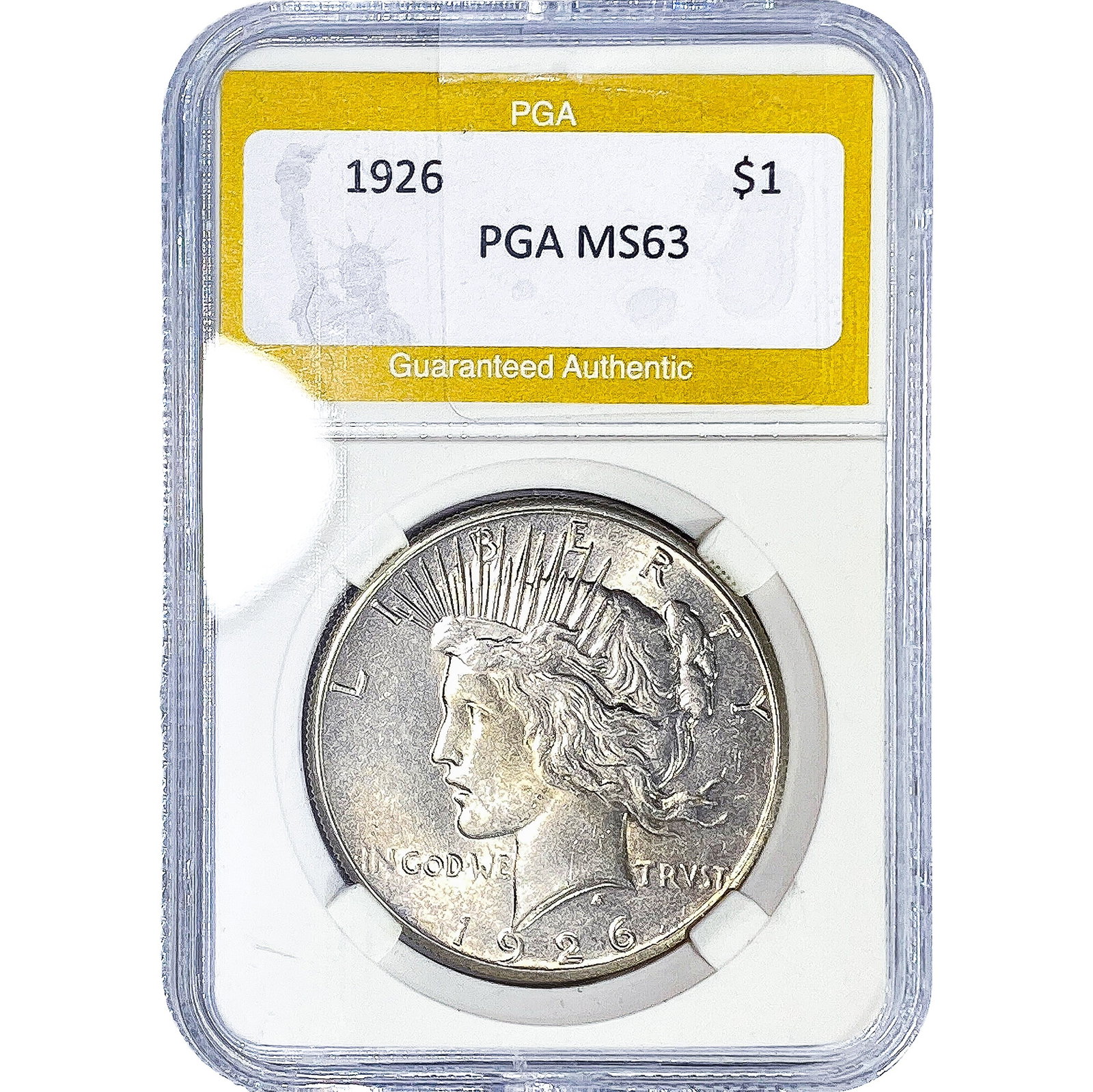 1926 Silver Peace Dollar PGA MS63: 1926 Silver Peace Dollar PGA MS63