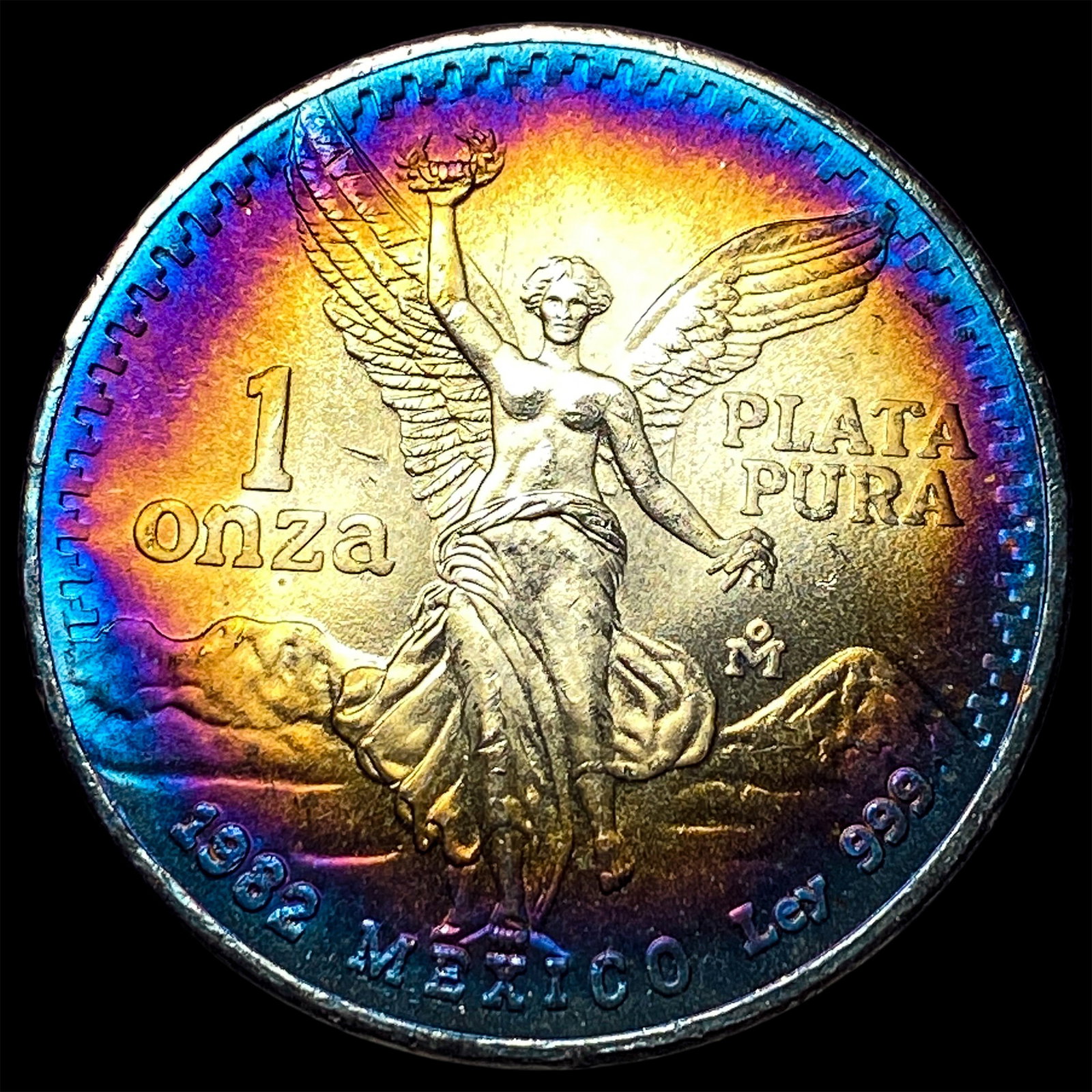 1982 Toned Mexico Silver 1 Onza Libertad SUPERB GEM BU: 1982 Toned Mexico Silver 1 Onza Libertad SUPERB GEM BU