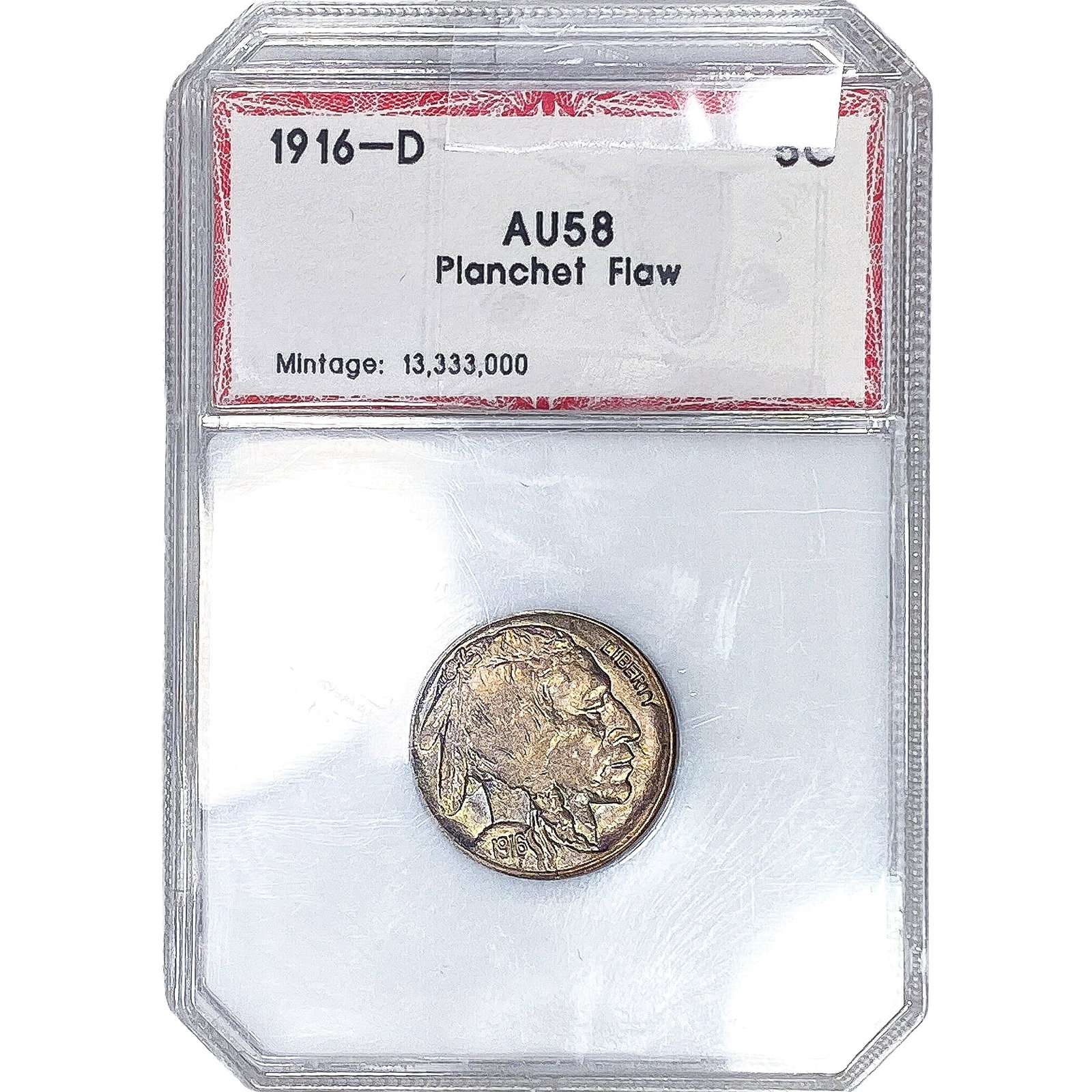 1916-D Buffalo Nickel PCI AU58: 1916-D Buffalo Nickel PCI AU58