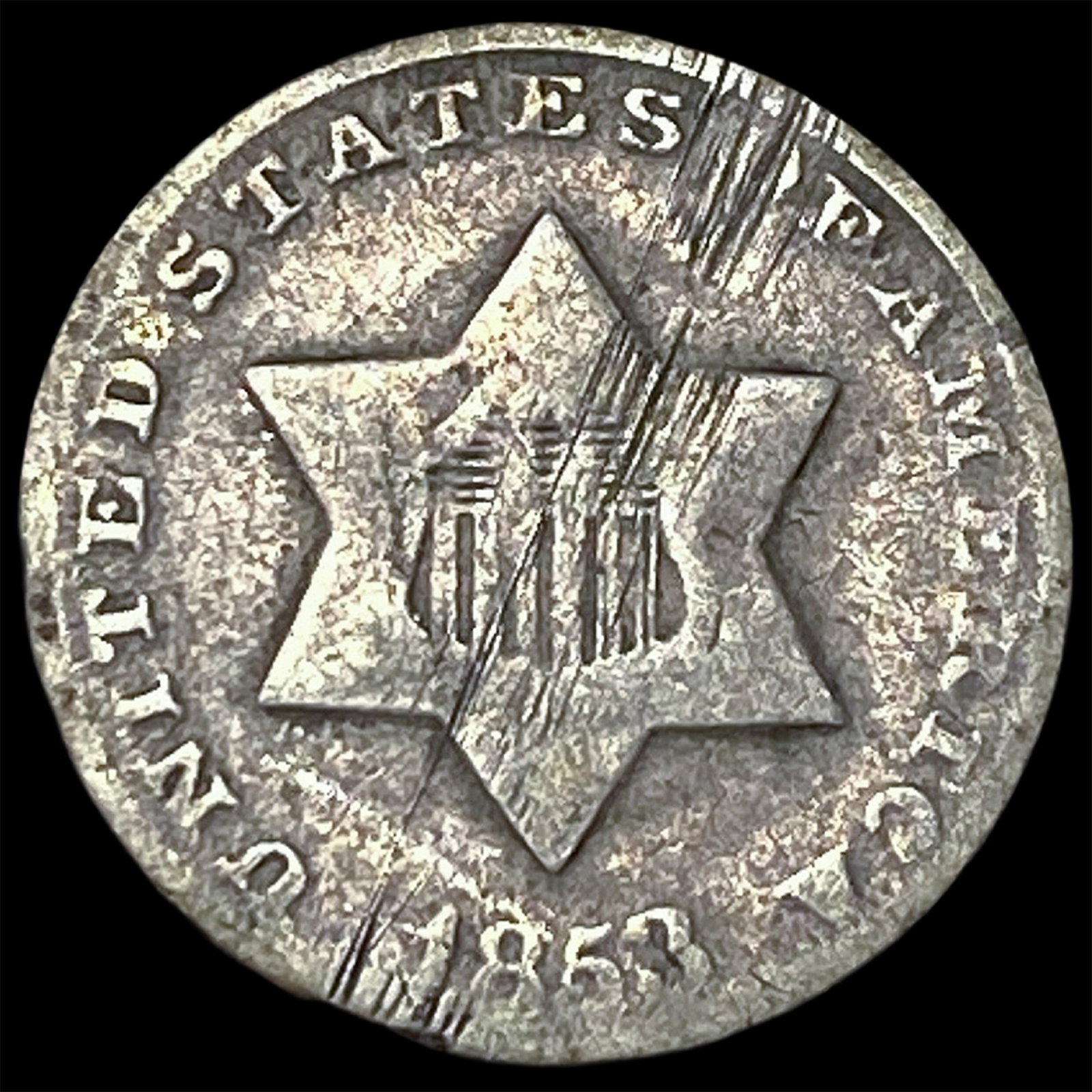 1853 Silver Three-Cent Piece HIGH GRADE: 1853 Silver Three-Cent Piece HIGH GRADE