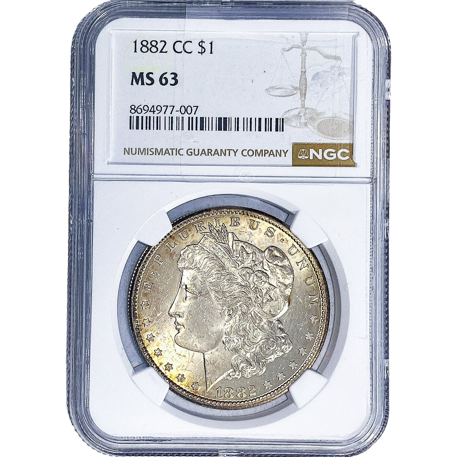 1882-CC Morgan Silver Dollar NGC MS63: 1882-CC Morgan Silver Dollar NGC MS63