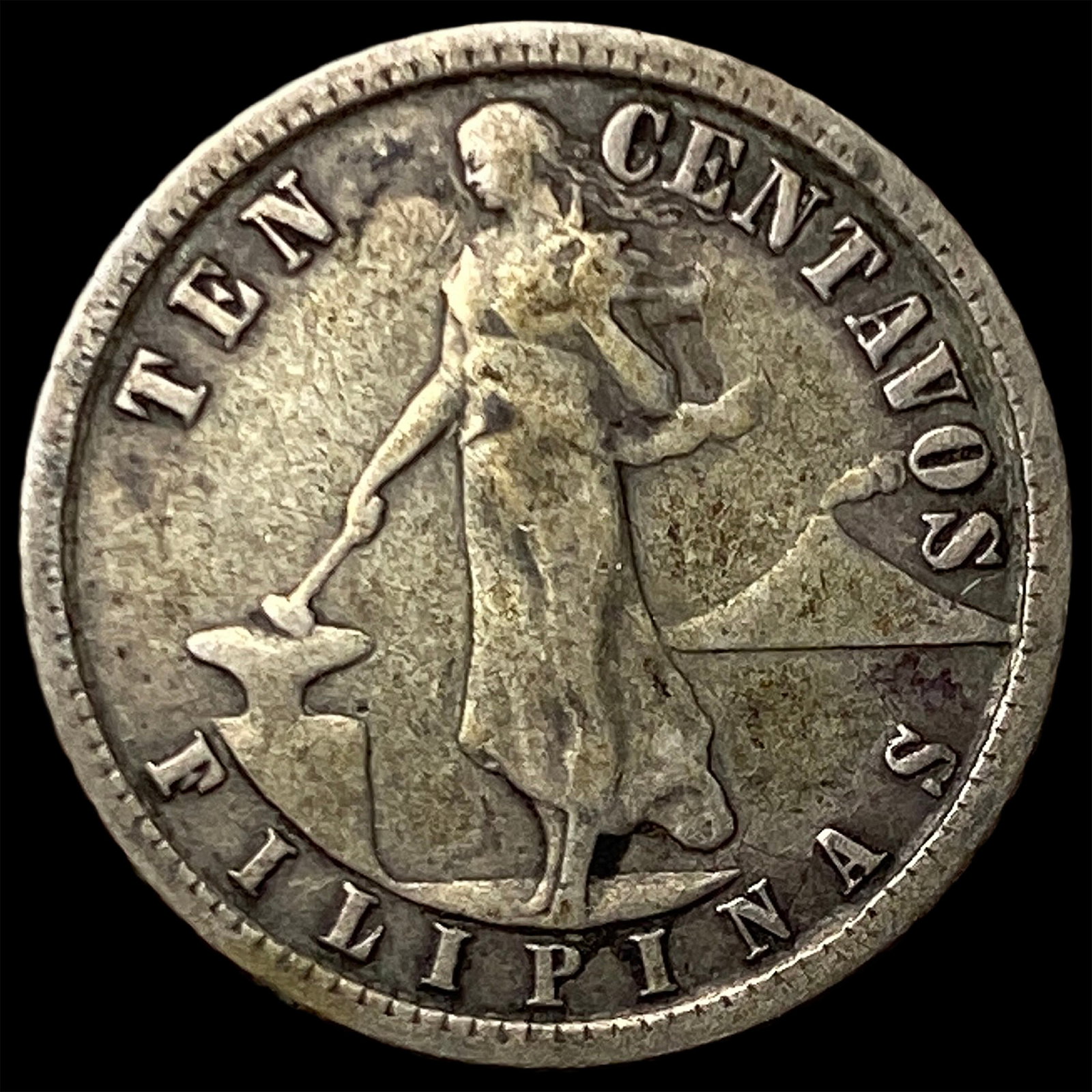 1907 Philippines Silver 10 Centavos KM 169 (1 of 2)