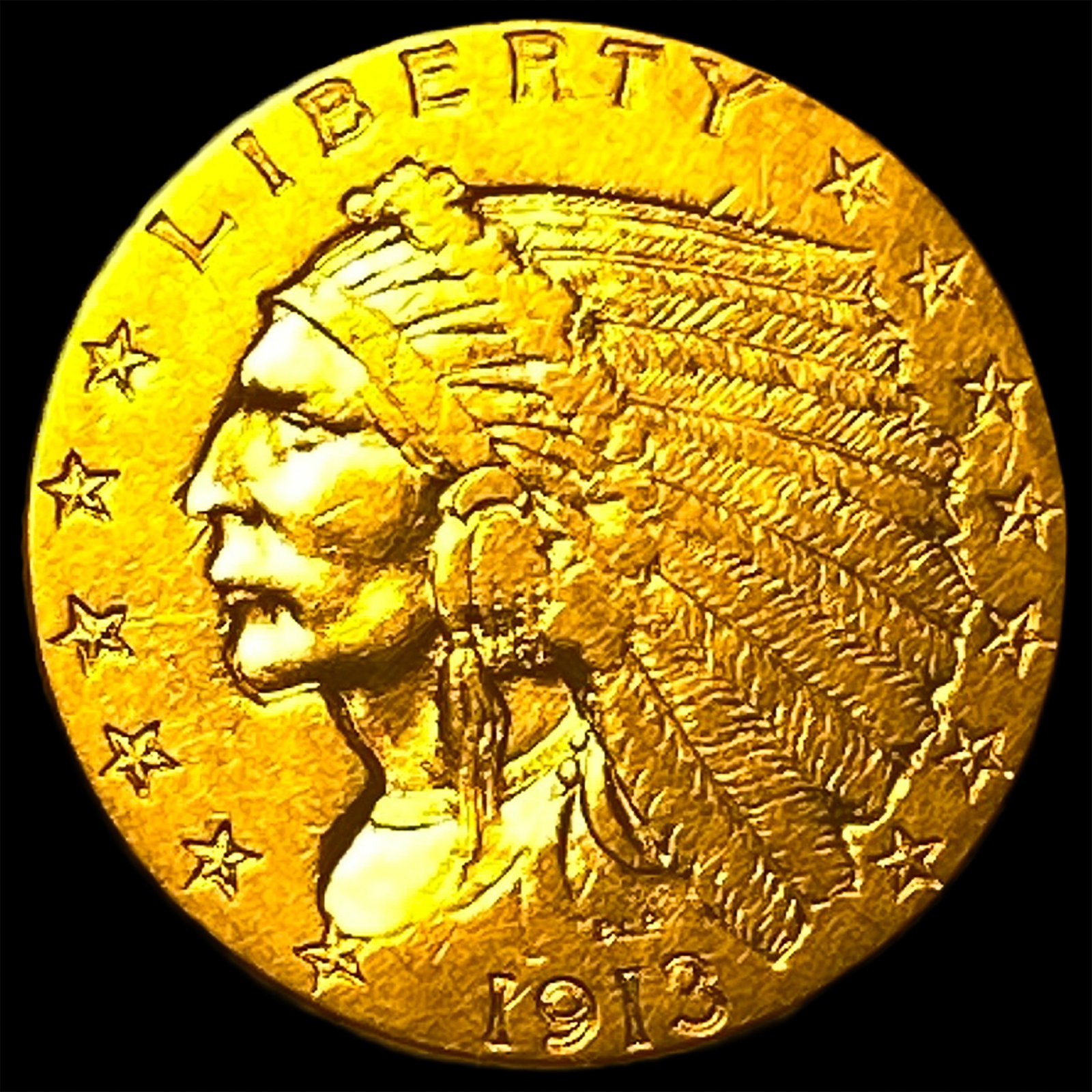 1913 Indian Head Gold $2.50 Quarter Eagle UNCIRCULATED: 1913 Indian Head Gold $2.50 Quarter Eagle UNCIRCULATED