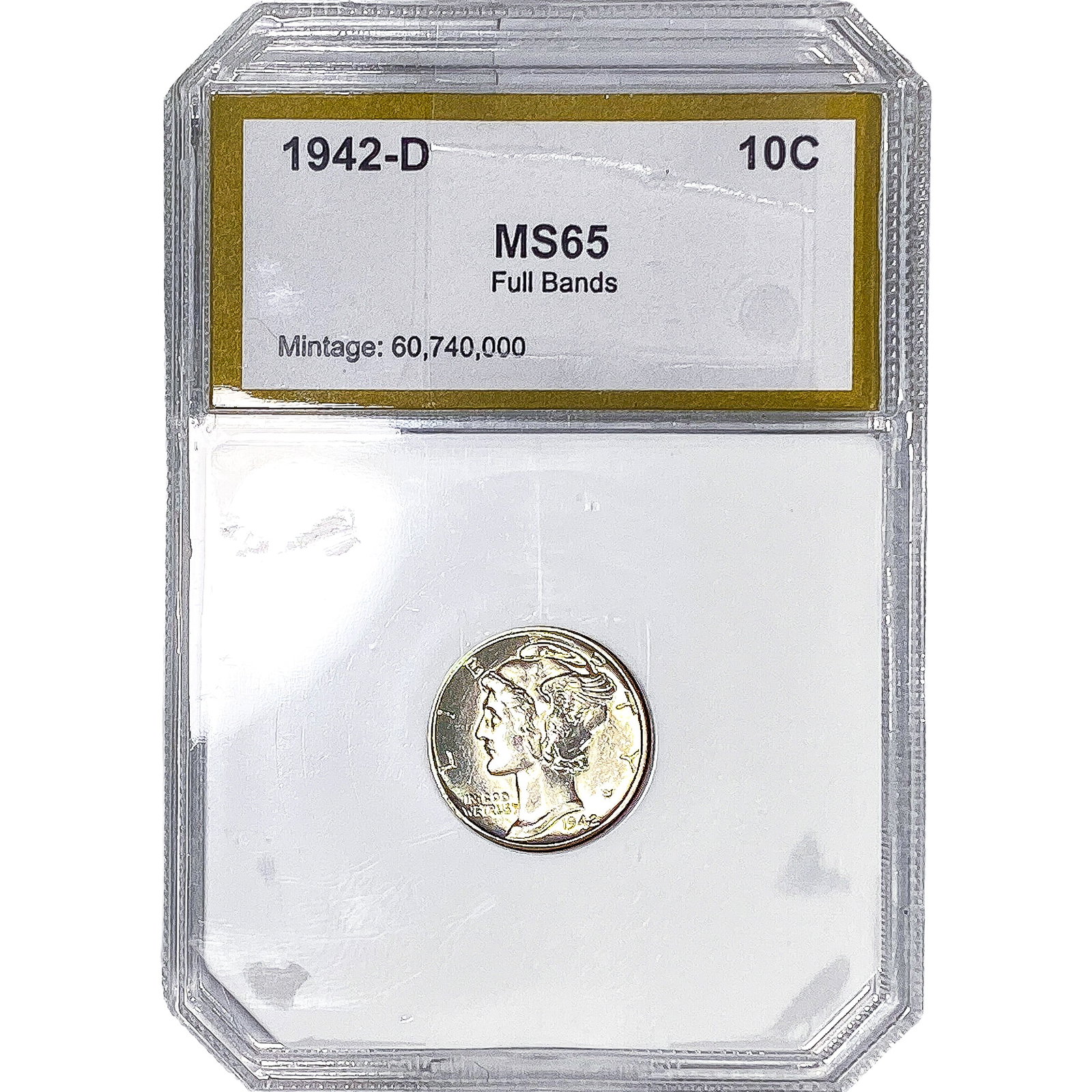 1942-D Mercury Silver Dime PCI MS65 Full Bands: 1942-D Mercury Silver Dime PCI MS65 Full Bands
