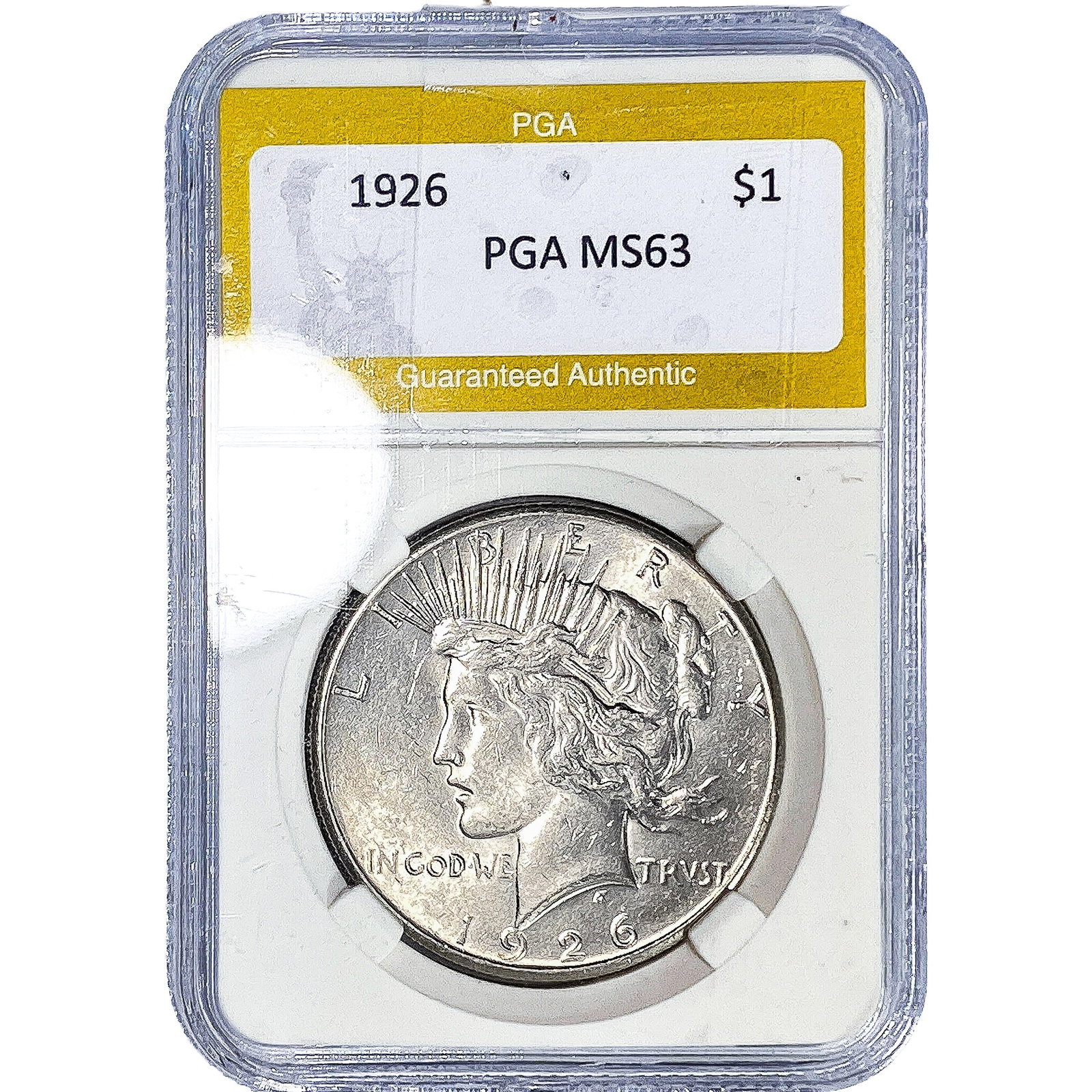 1926 Silver Peace Dollar PGA MS63: 1926 Silver Peace Dollar PGA MS63