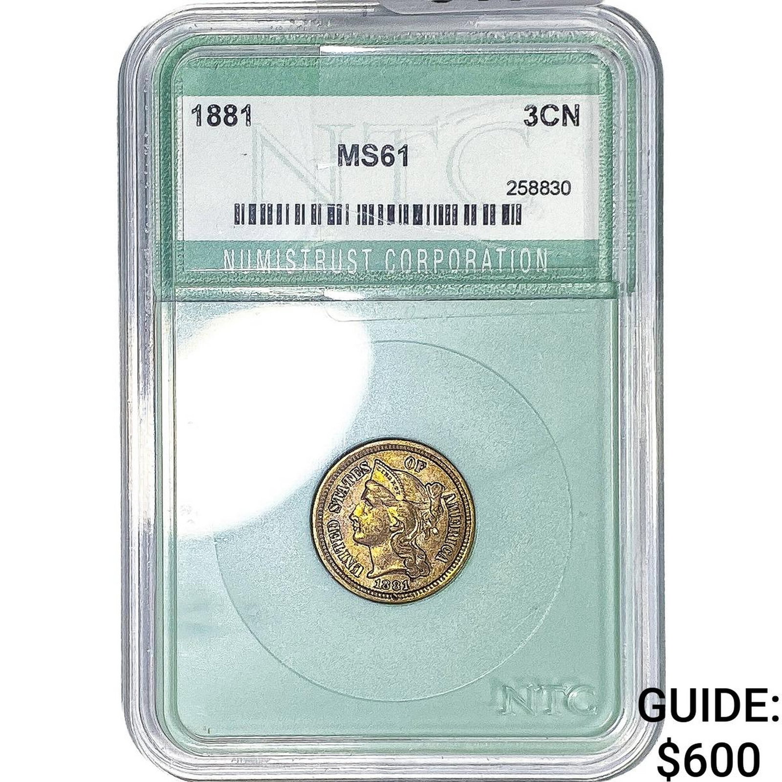 1881 Nickel Three Cent NTC MS61 (1 of 2)