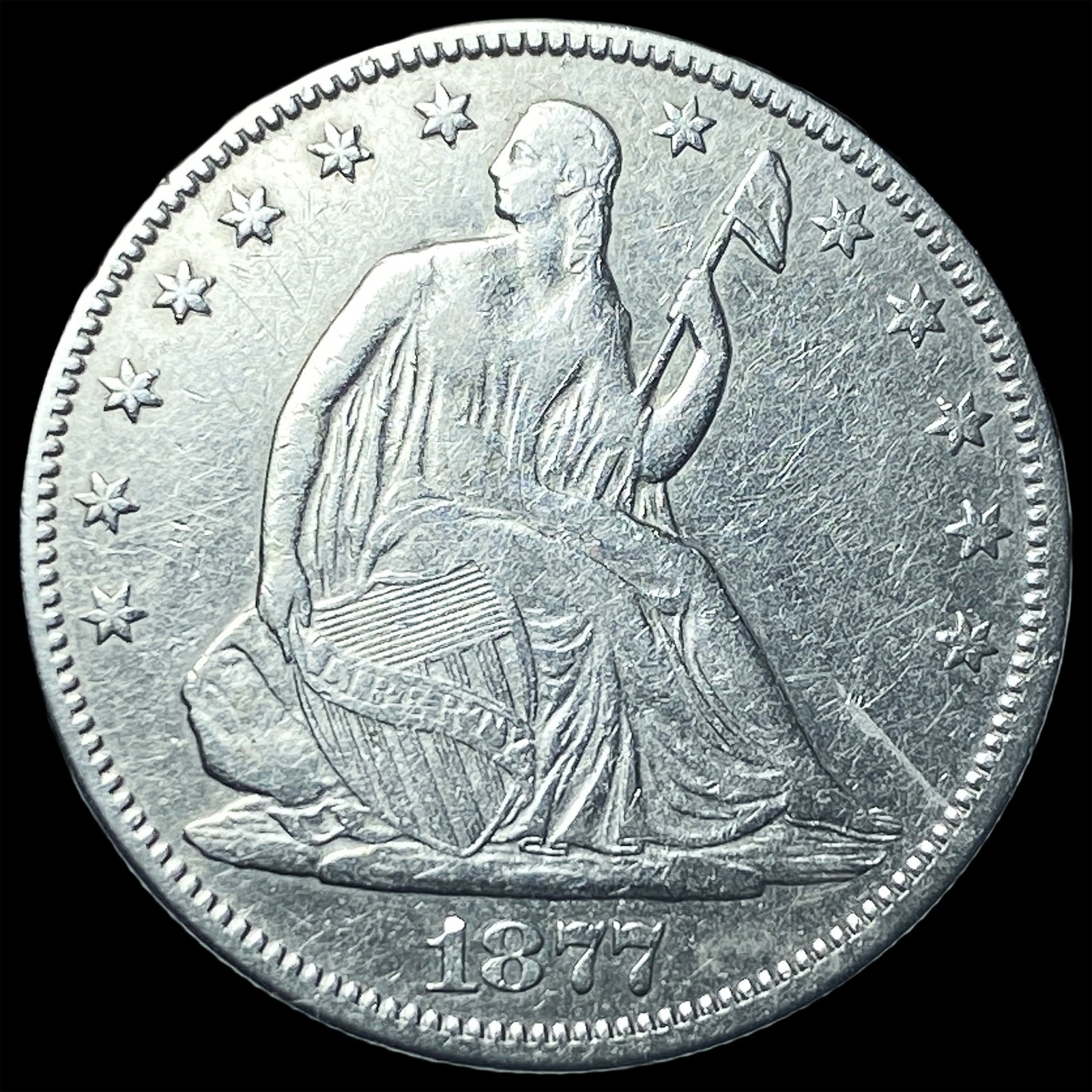 1877 Seated Liberty Half Dollar CLOSELY UNCIRCULATED: 1877 Seated Liberty Half Dollar CLOSELY UNCIRCULATED