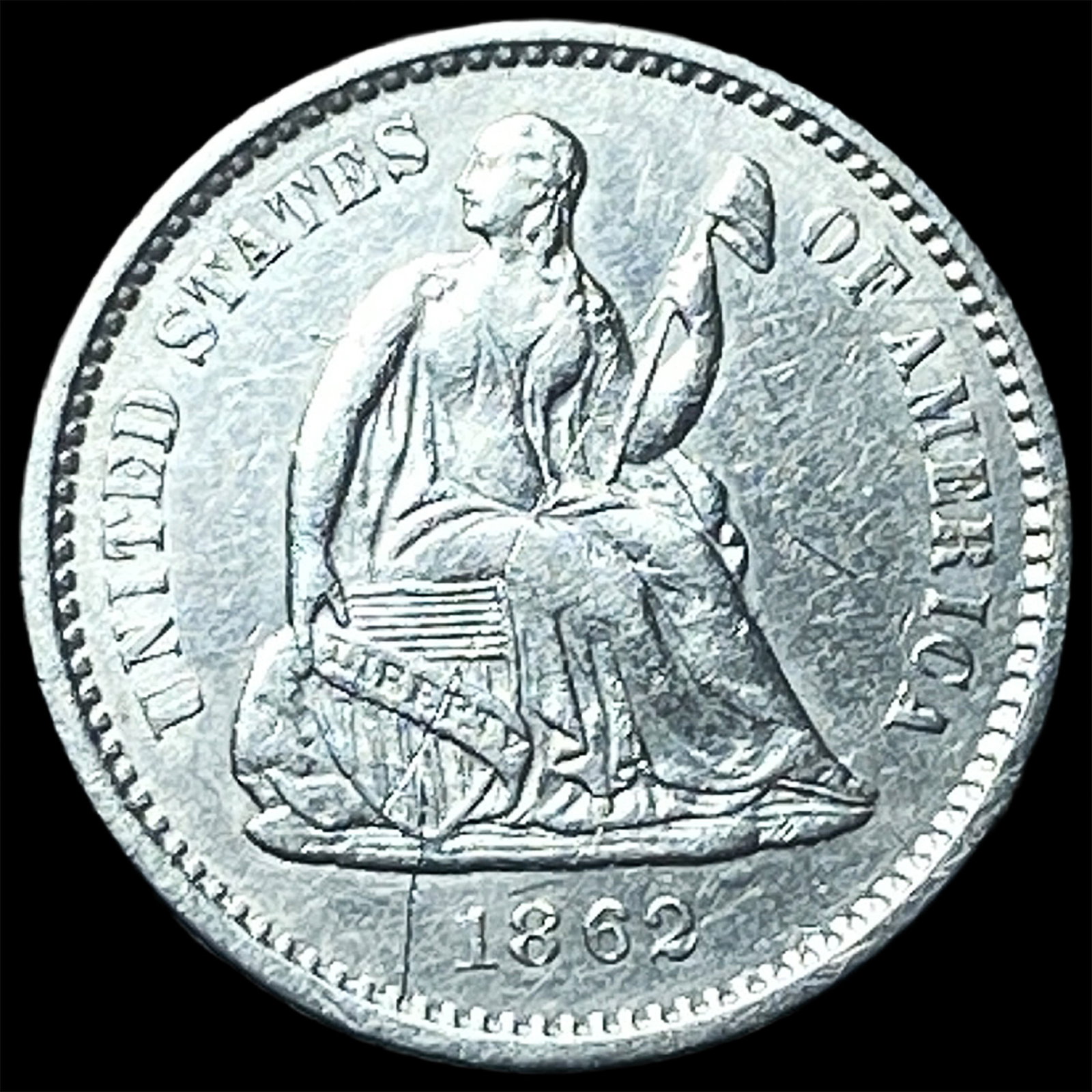 1862 Silver Seated Liberty Half Dime CHOICE AU: 1862 Silver Seated Liberty Half Dime CHOICE AU