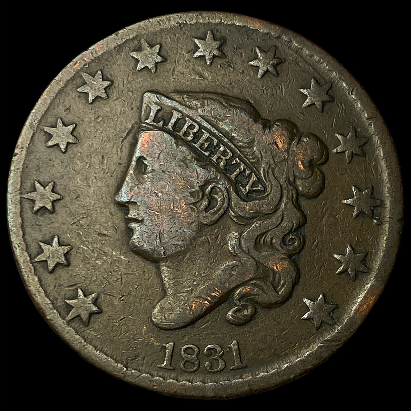 1831 Coronet Head Large Cent LIGHTLY CIRCULATED: 1831 Coronet Head Large Cent LIGHTLY CIRCULATED