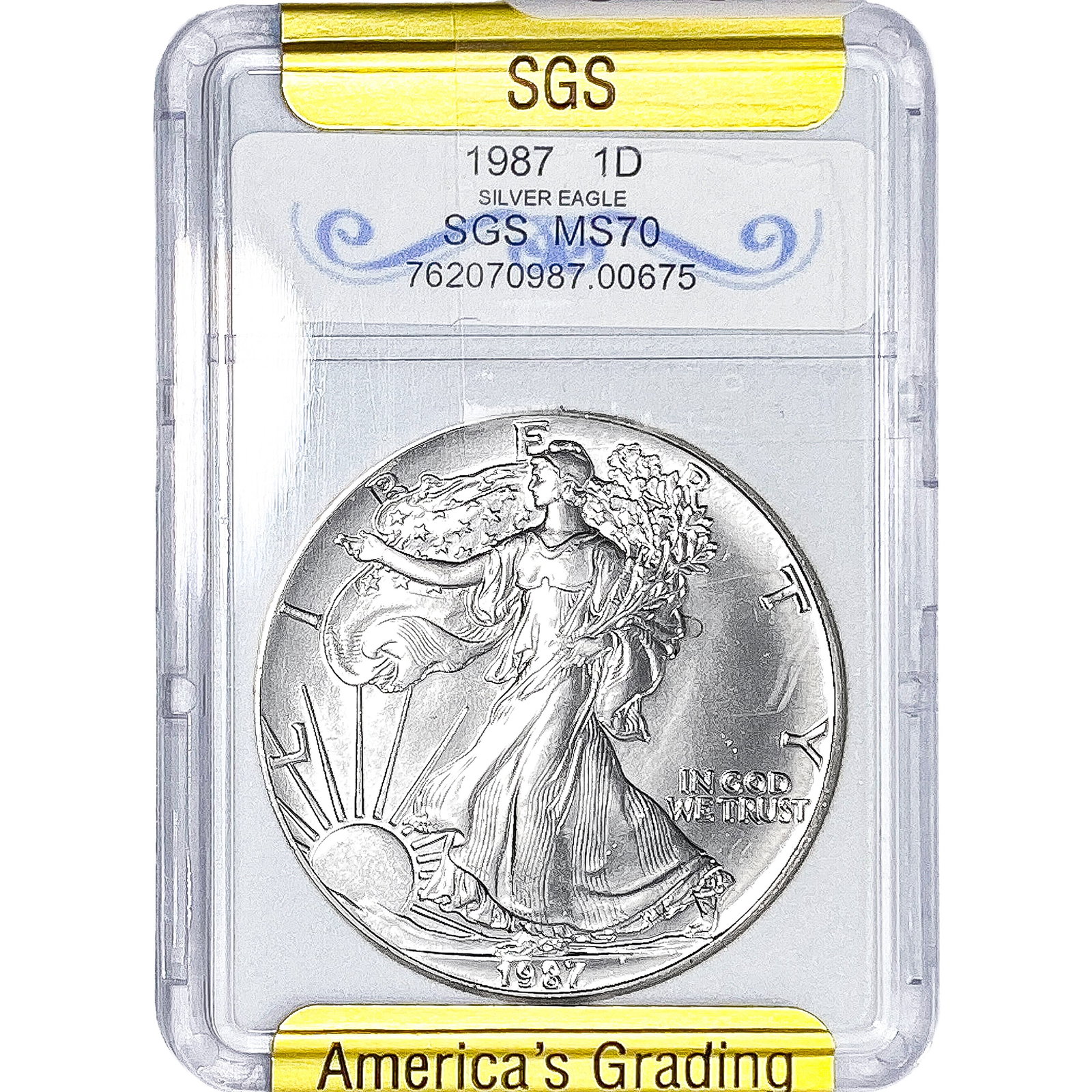 1987 Silver Eagle SGS MS70: 1987 Silver Eagle SGS MS70