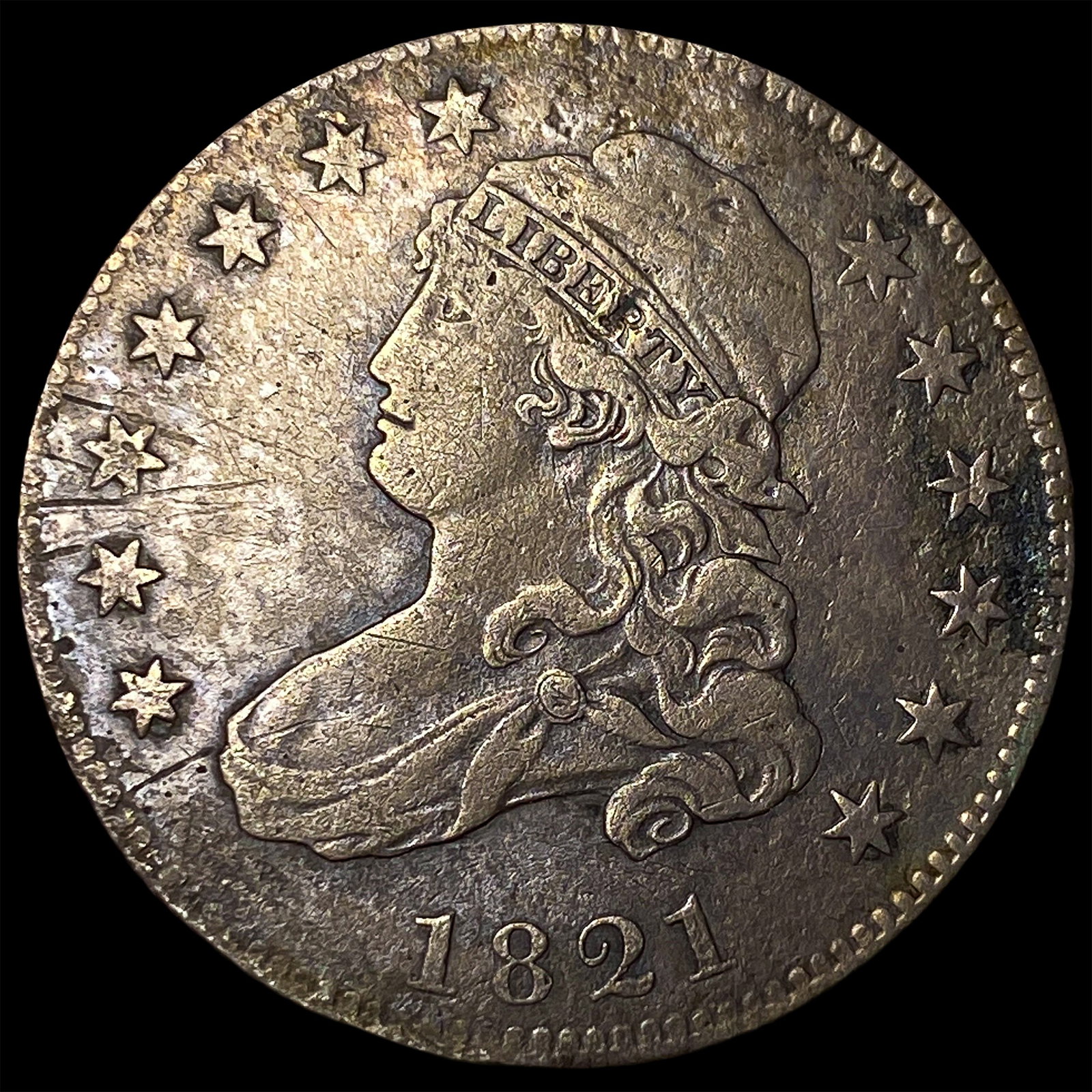 1821 Capped Bust Silver Quarter LIGHTLY CIRCULATED: 1821 Capped Bust Silver Quarter LIGHTLY CIRCULATED