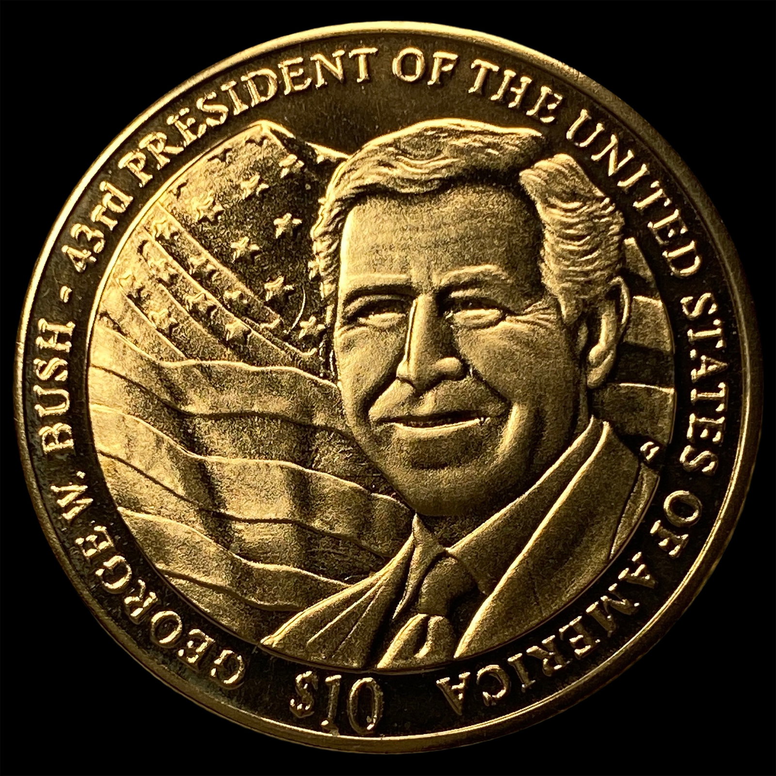 2001 Liberia 10 Dollars George W Bush Proof (1 of 2)