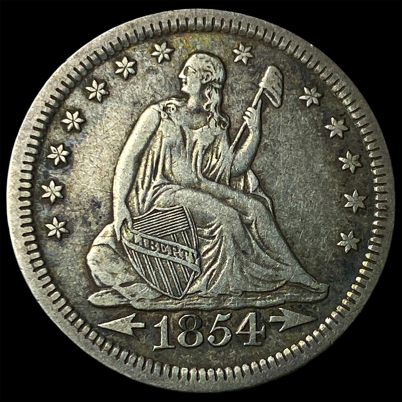 1854 Arrows Seated Liberty Quarter LIGHTLY CIRCULATED: 1854 Arrows Seated Liberty Quarter LIGHTLY CIRCULATED