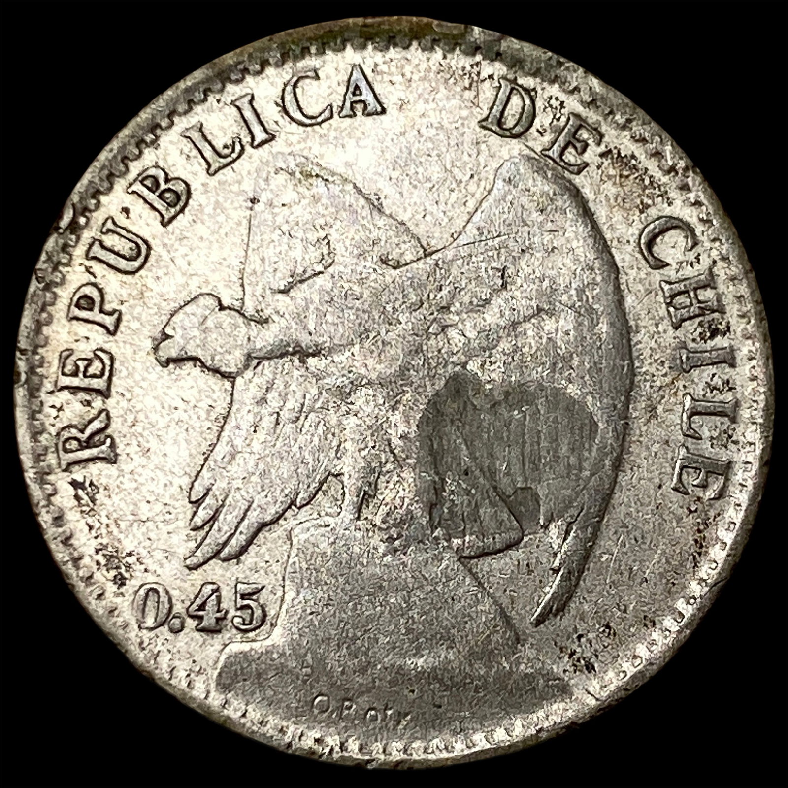 1916 Chile SIlver 20 Centavos: 1916 Chile SIlver 20 Centavos