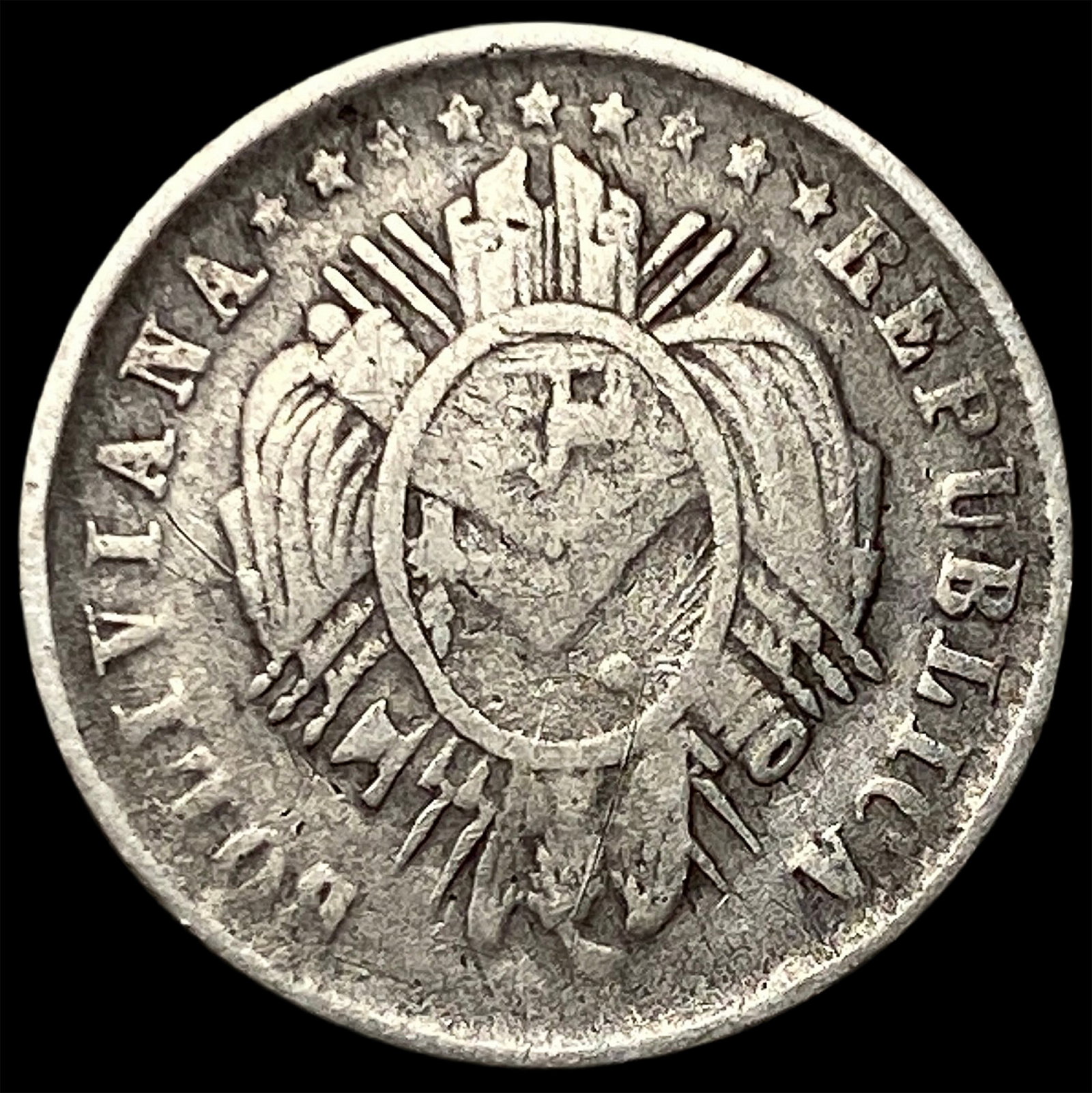 1881 FE Bolivia Silver 5 Cents: 1881 FE Bolivia Silver 5 Cents
